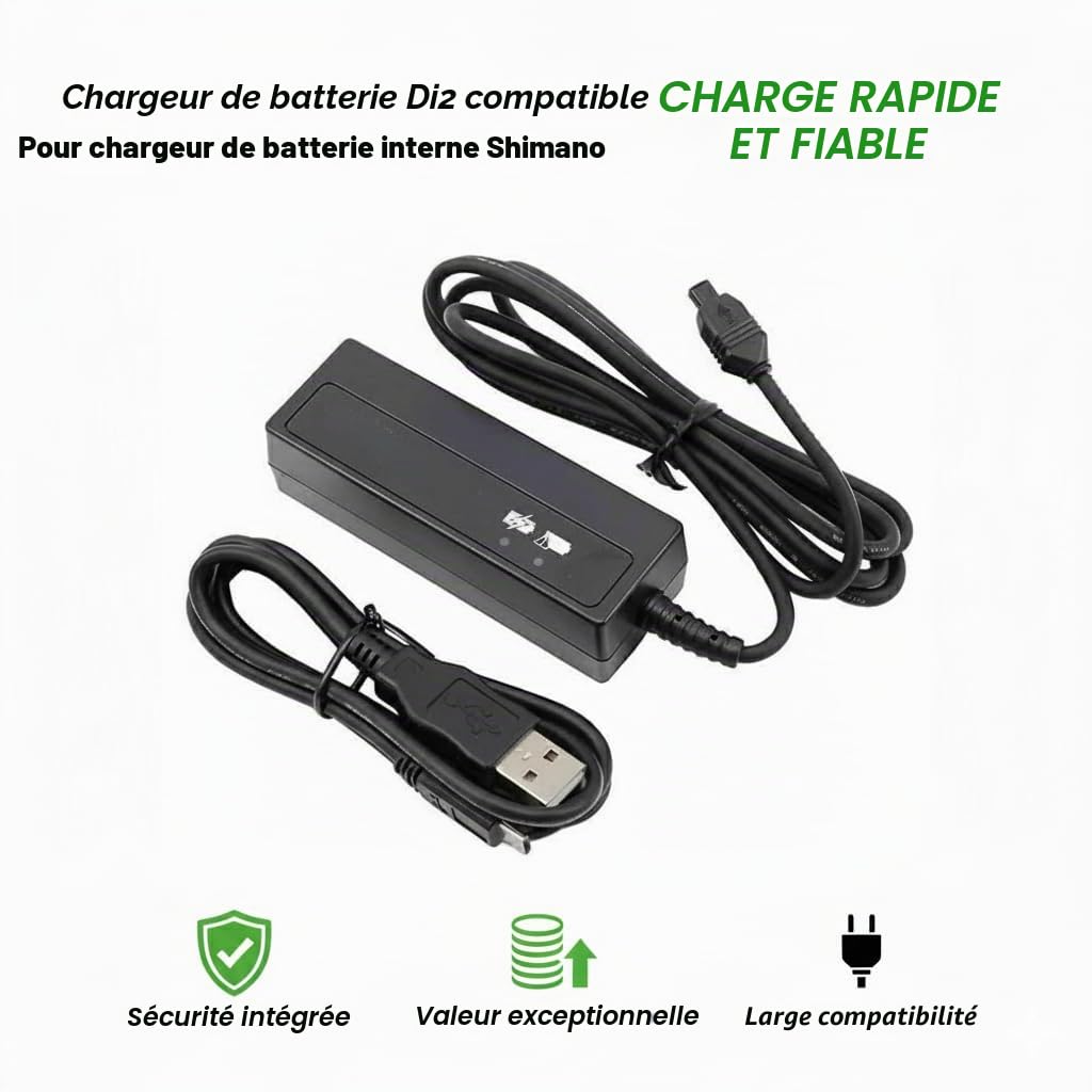 Pour chargeur électronique Shimano BCR2, compatible avec le vélo Shimano DN110, l'alimentation DI2 et le câble de connexion de l'ordinateur