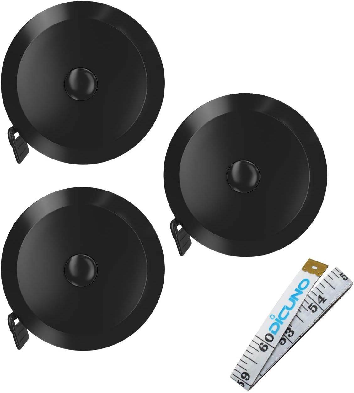DiCUNO 60-Inch 1.5 Meter Soft and Retractable Measuring Tape,Pocket,Body Tailor Sewing Craft Cloth Dieting Tape Measure (3 Pcs of Black)