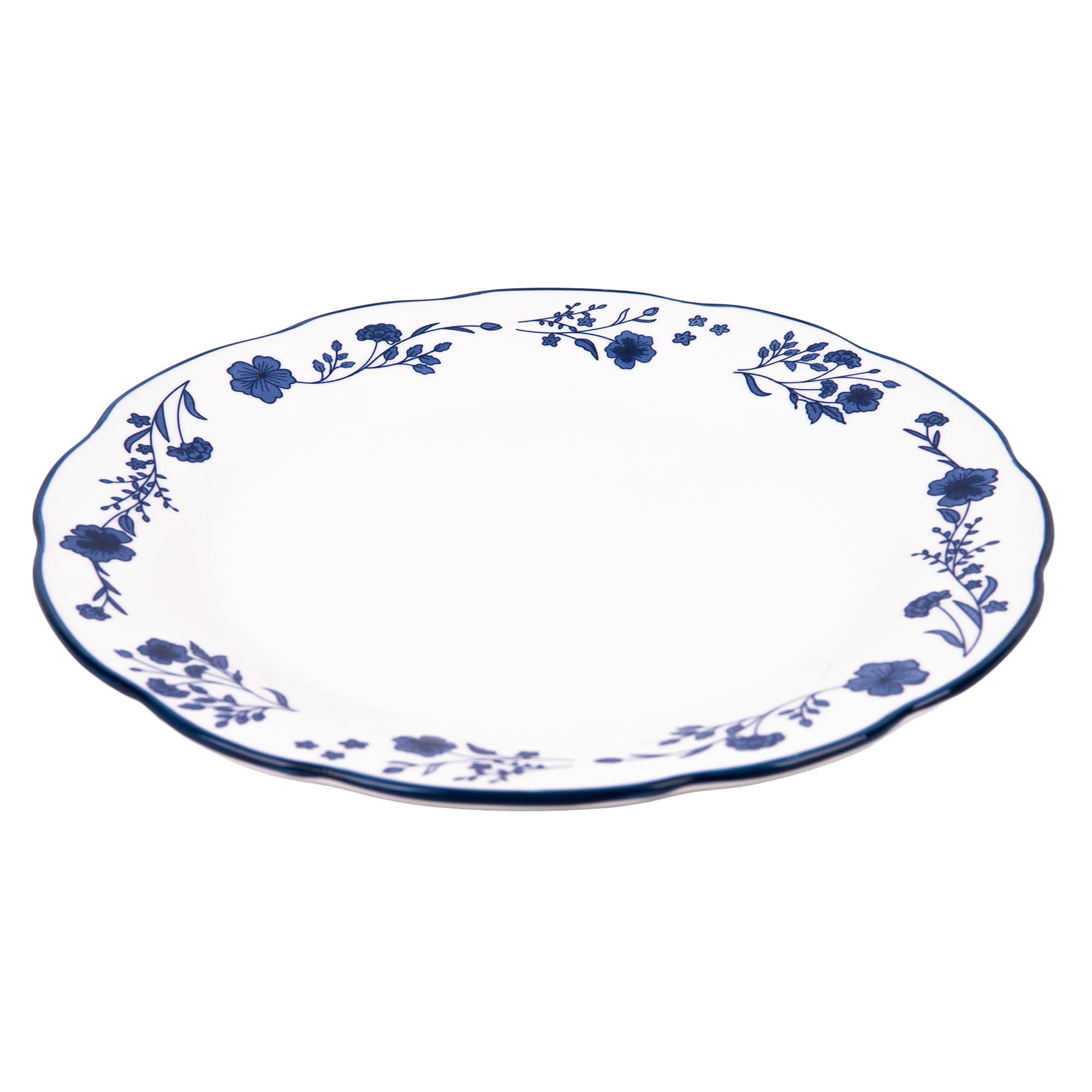 Cofan Servizio da tavola in porcellana smaltata | Set da 18 pezzi | motivo floreale blu e bianco | Lavabile in lavastoviglie, forno a microonde e forno
