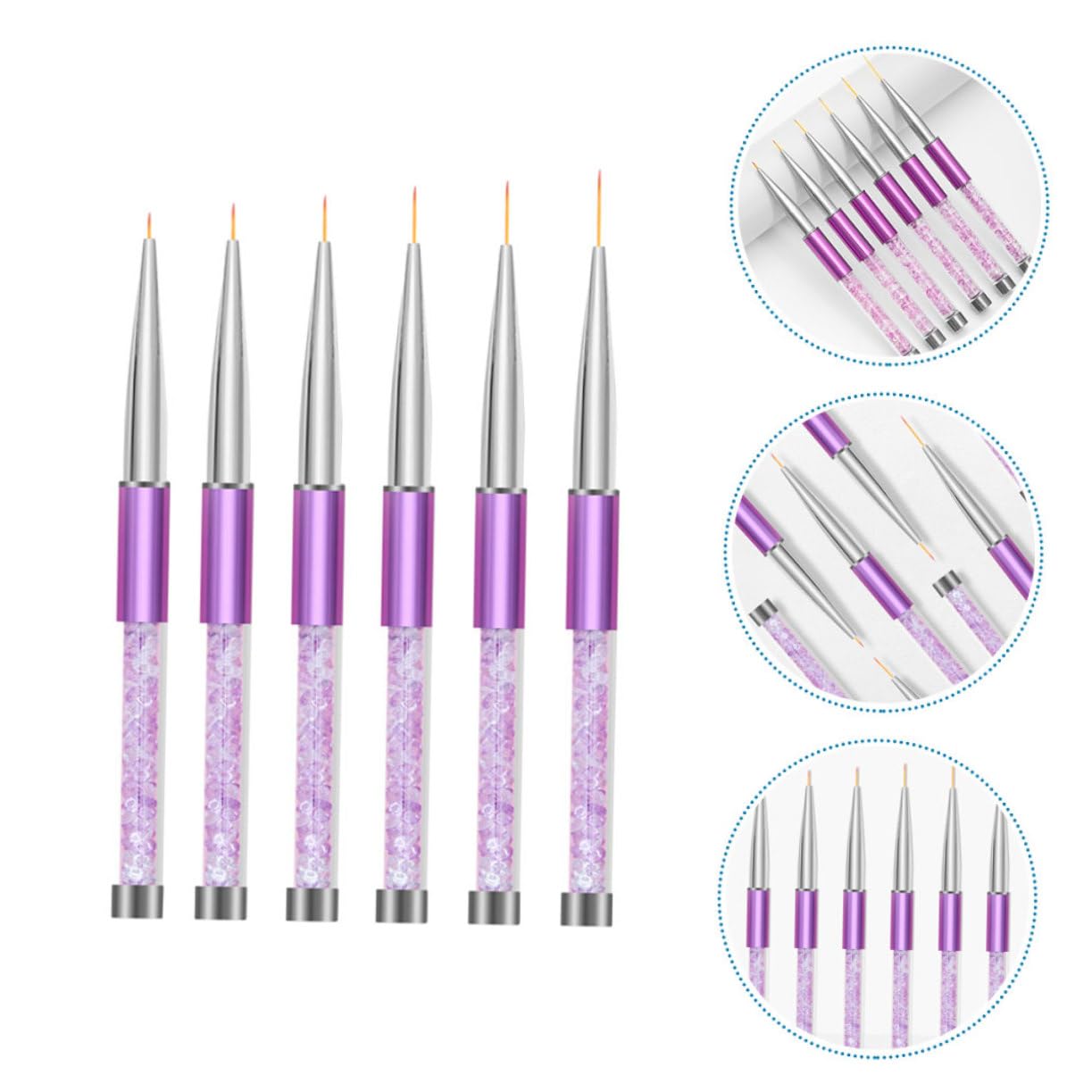 FOMIYES Lot De 3 Stylos À Peints Pour Nail Art Ensemble De 6 Pinceaux À Avec Embouts Métalliques