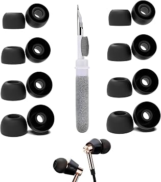 8 Pairs Replacement Ear Tips Compatible with 1MORE E1001-GD, with 3 in 1 Cleaner Kit, Silicone Ear Tips XS/S/M/L