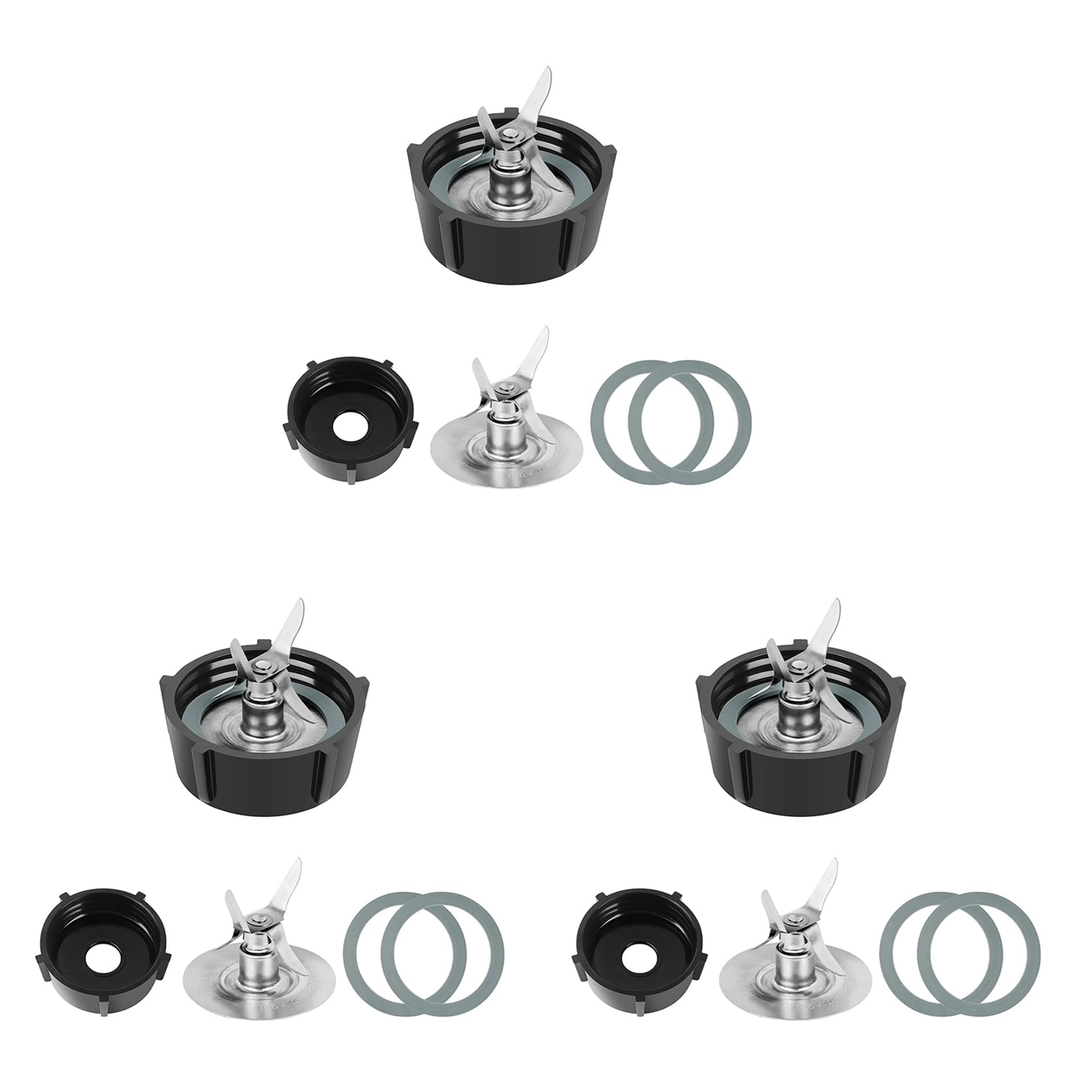 Hndhbfgrt 3X for Osterizer Blender Blades with Blender Jar Bottom & 4 Point Fusion Blade 4961 & 6x O Ring Rubber Seal Gasket
