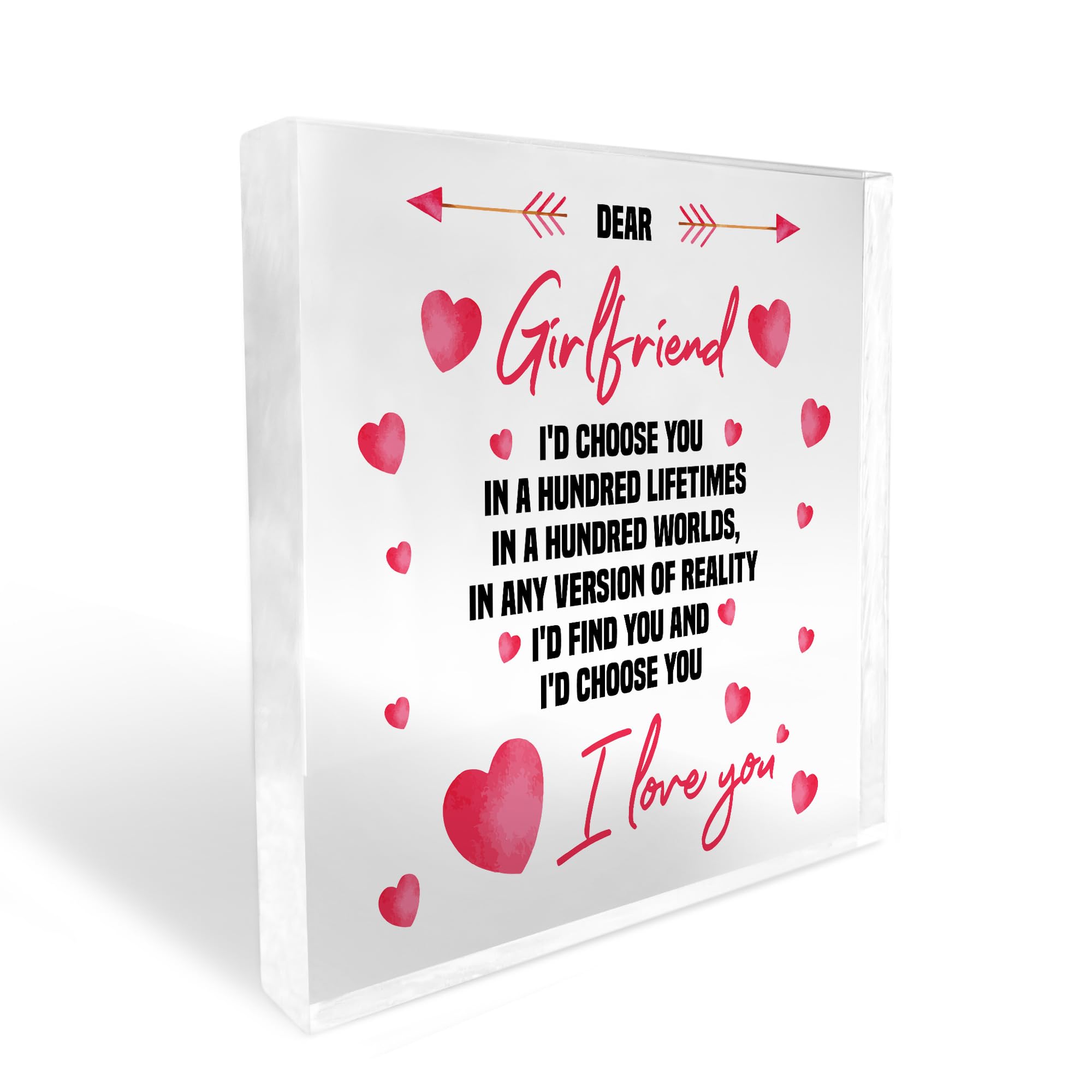 Red Ocean Dear Girlfriend Choose You Cute Romantic Anniversary Birthday Valentines Day Love Hearts Standing Plaque For Her
