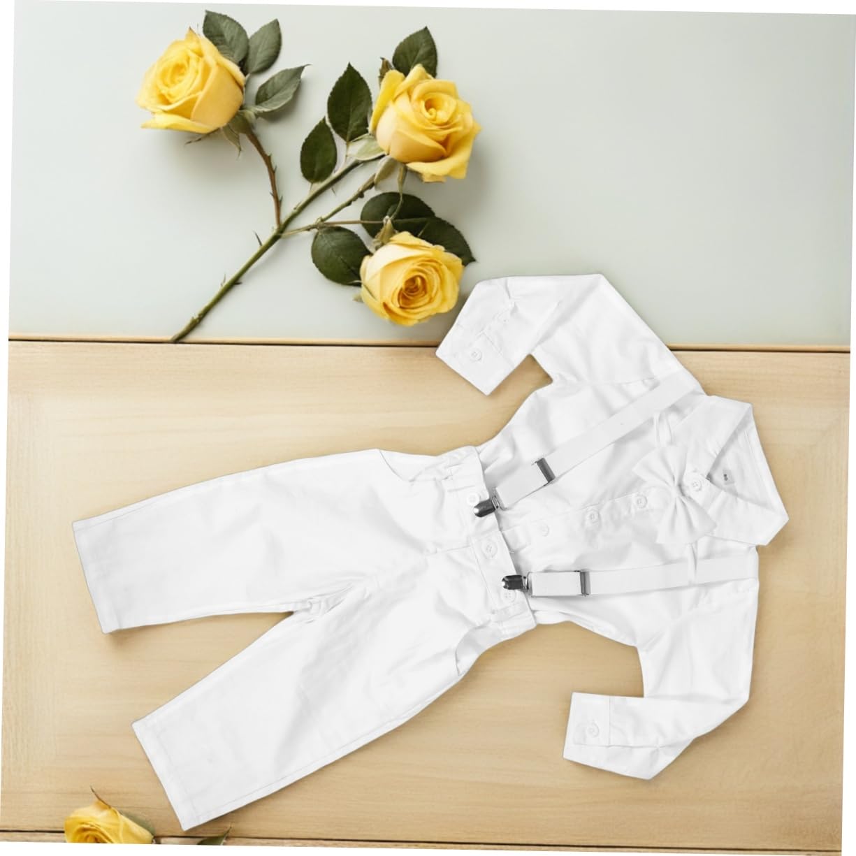 Traje De Caballero Para Pequeño Traje De Caballero Para Pequeño - Traje De Shower - Camisa De Manga Larga Pantalones Con Tirantes Y Pajarita Tamaño Cm