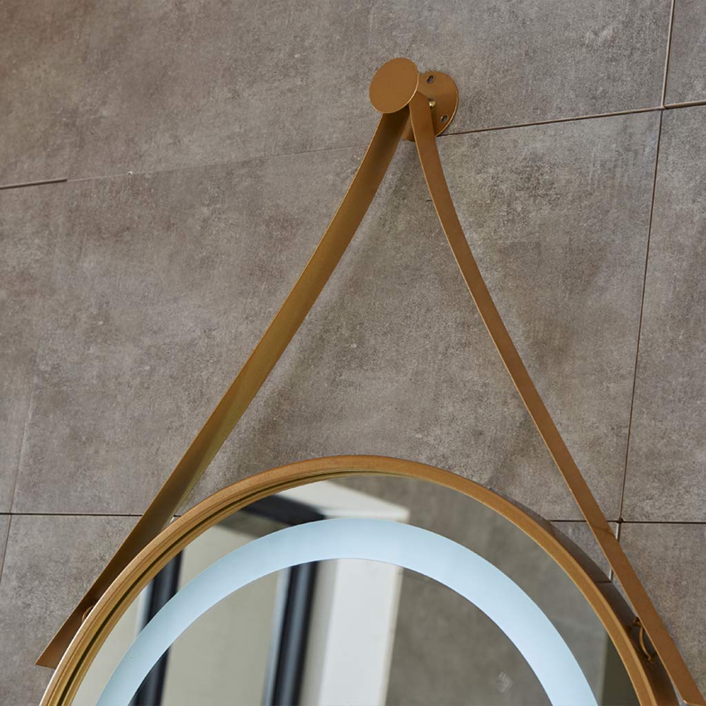 MU Specchio per il trucco per uso domestico Ferro da stiro a Led rotondo rotondo Specchio di cortesia a parete Specchio di bellezza per bagno intelligente Tocco singolo,Luce bianca dorata,60 cm