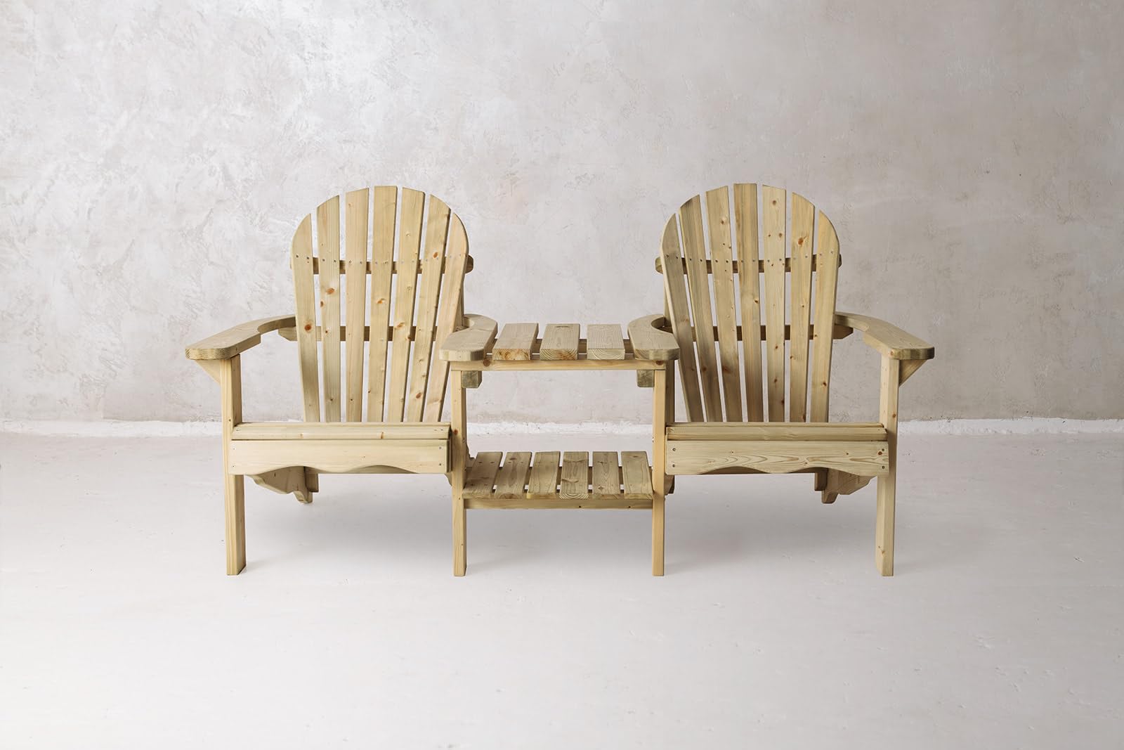 Amata UNGURS Collection Chaise Double Adirondack avec Table pour extérieur, Confortable pour Deux – Chaise en Bois résistante aux intempéries pour terrasse, arrière-Cour et Jardin – Ergonomique et