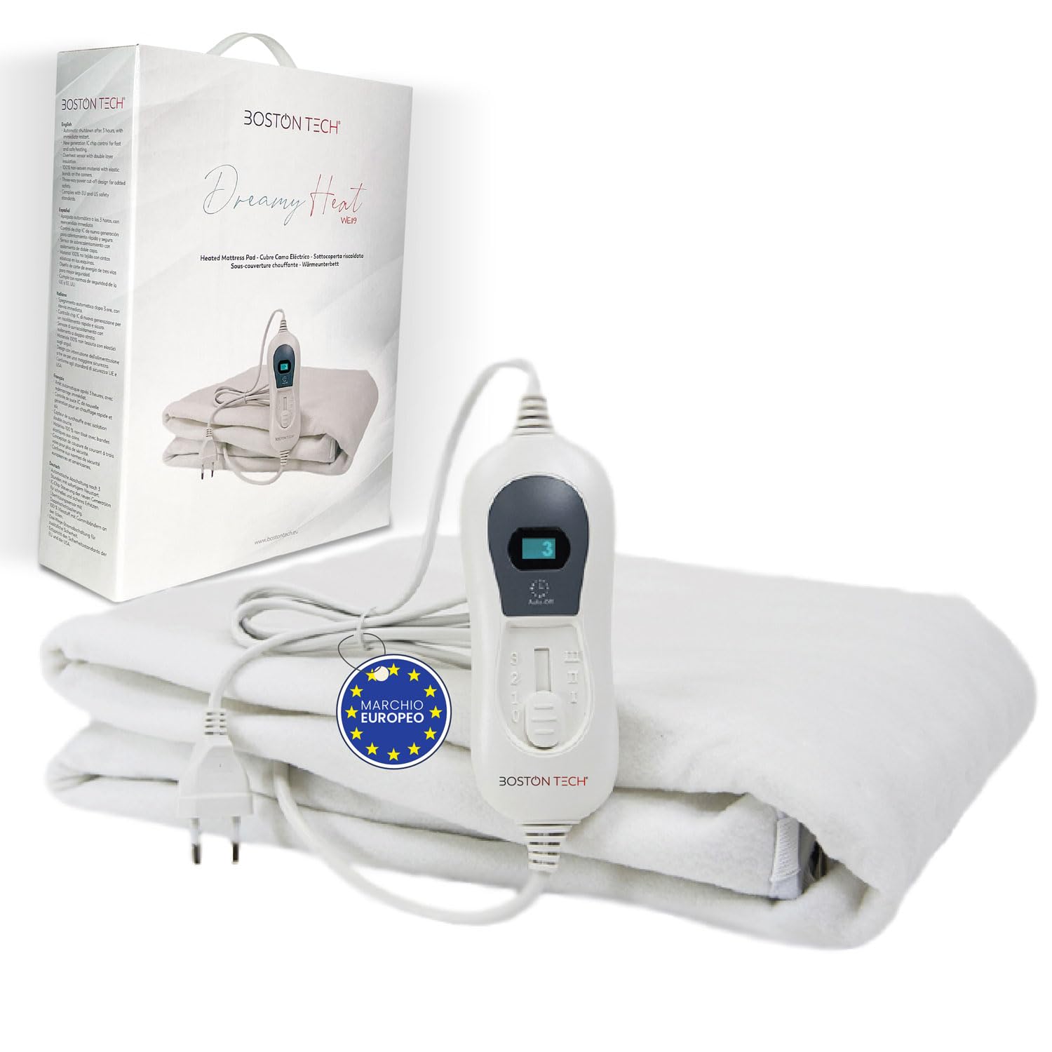 Scaldaletto Elettrico DreamyHeat | Microfibra Morbida 150x80 cm + Facile Fissaggio al Materasso | 3 Livelli di Temperatura + Riscaldamento Rapido + Spegnimento Automatico | Lavabile in Lavatrice