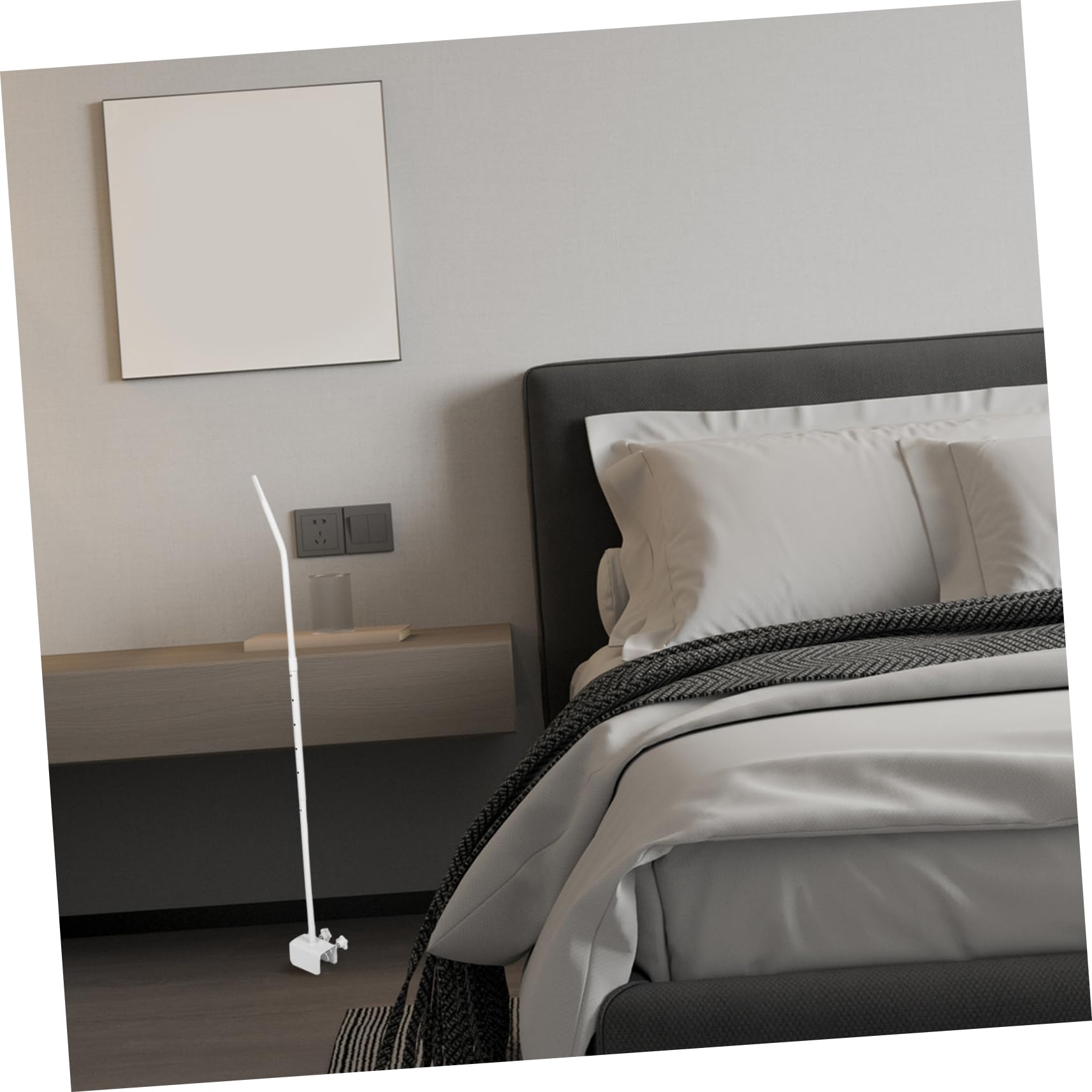 Supporto per Zanzariera da Letto Regolabile Morsetto Doppio | 16 Tubi, Ferro e Abs, Bianco, per Culla e Letto, Struttura Anelli Robusti e Alloggiamenti in Acciaio