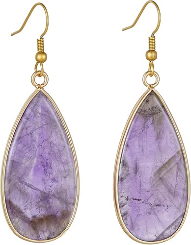 Plumiss Aretes de piedra natural para mujer, con piedras curativas, hipoalergénicas, ligeros, colgantes de múltiples estilos, joyería para regalo de