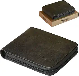 Carteira Masculina Couro Legítimo Ziper Porta Cartão Documentos Crédito CNH Grande Completa Monolo