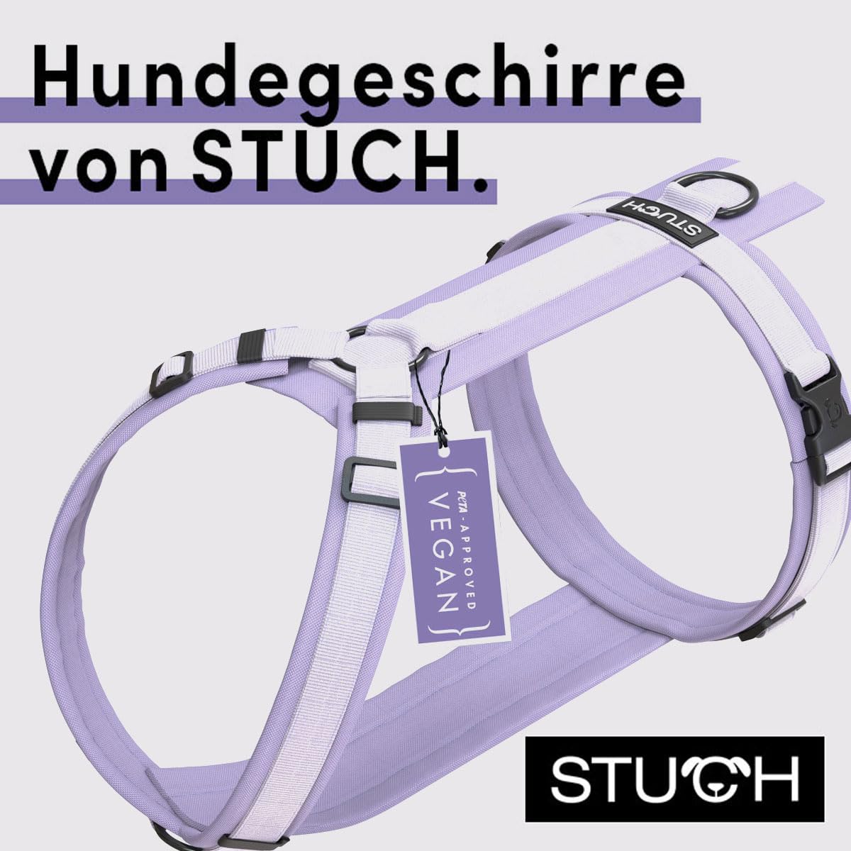 STUCH Arnés para perros, Pechera para perro – Arnés ajustable de nailon – acolchado – para perros pequeños, medianos y grandes (lila, L)