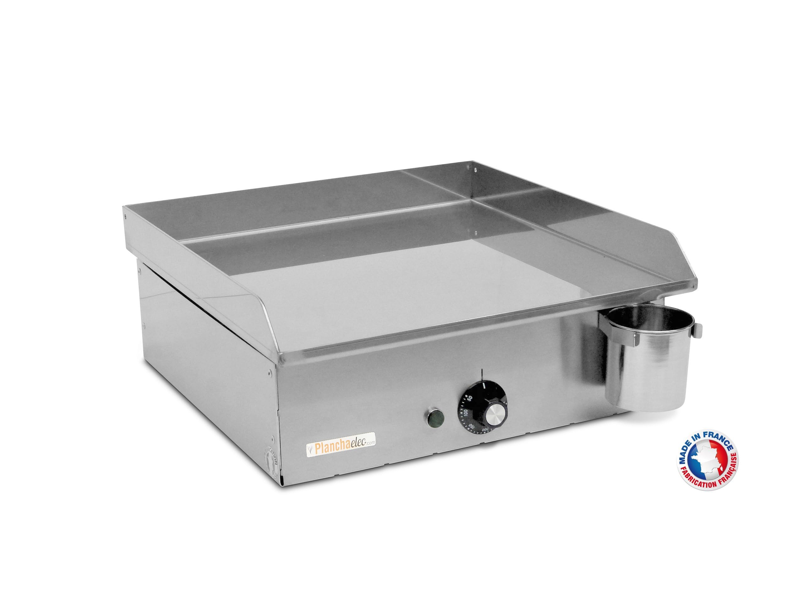 PLANCHAELEC - Plancha Electrique NEO E420-1800W - Couvercle + 2 Ustensiles - Inox - Thermostat Réglable - 5 Personnes - Made In France - L42 X P43 X H18 cm