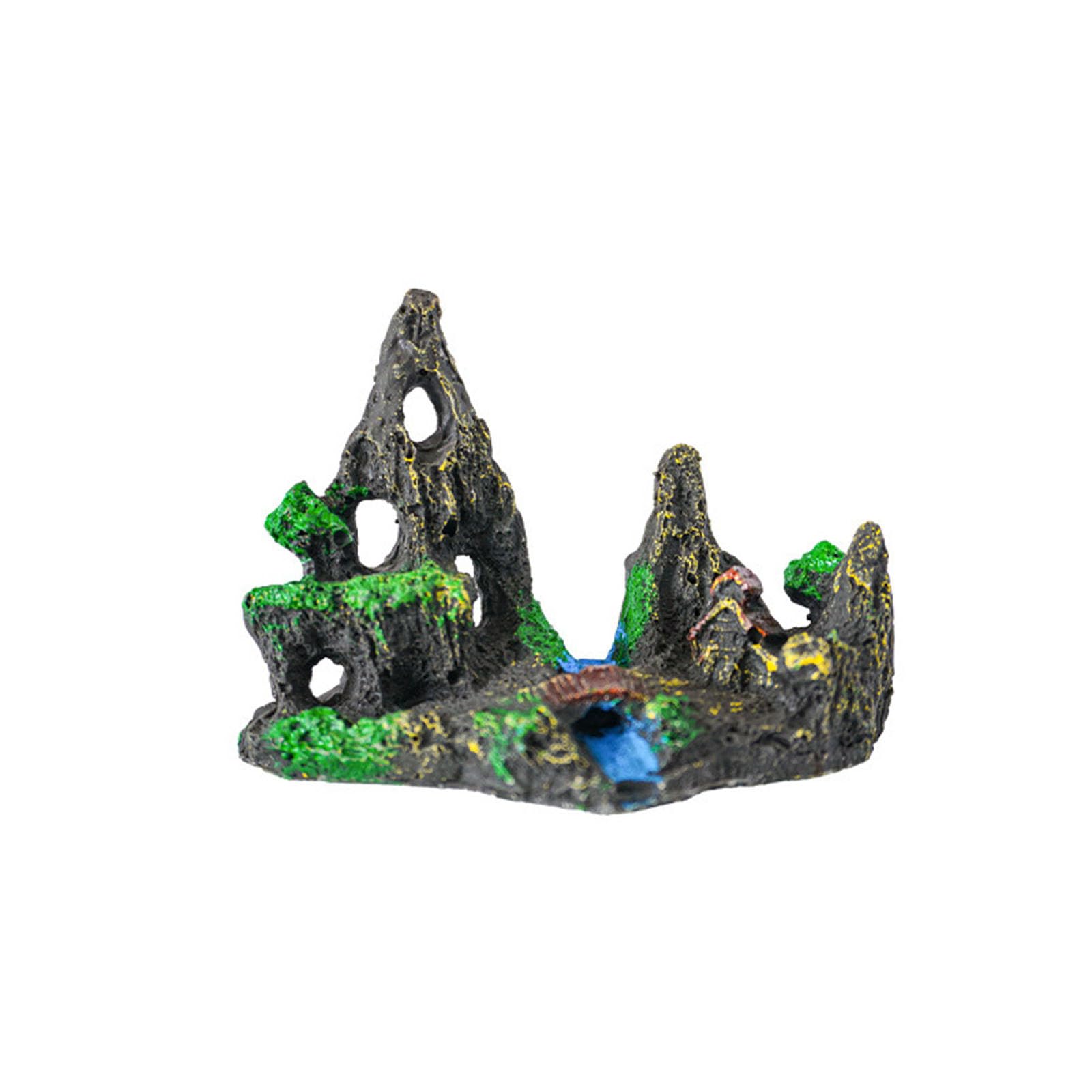 PANFHGFG Mountain View Aquariums Ornaments with Tree Houses Hotel Aquariums Ornaments for Small Fishe Play and Hide Miniature Garden Decoration