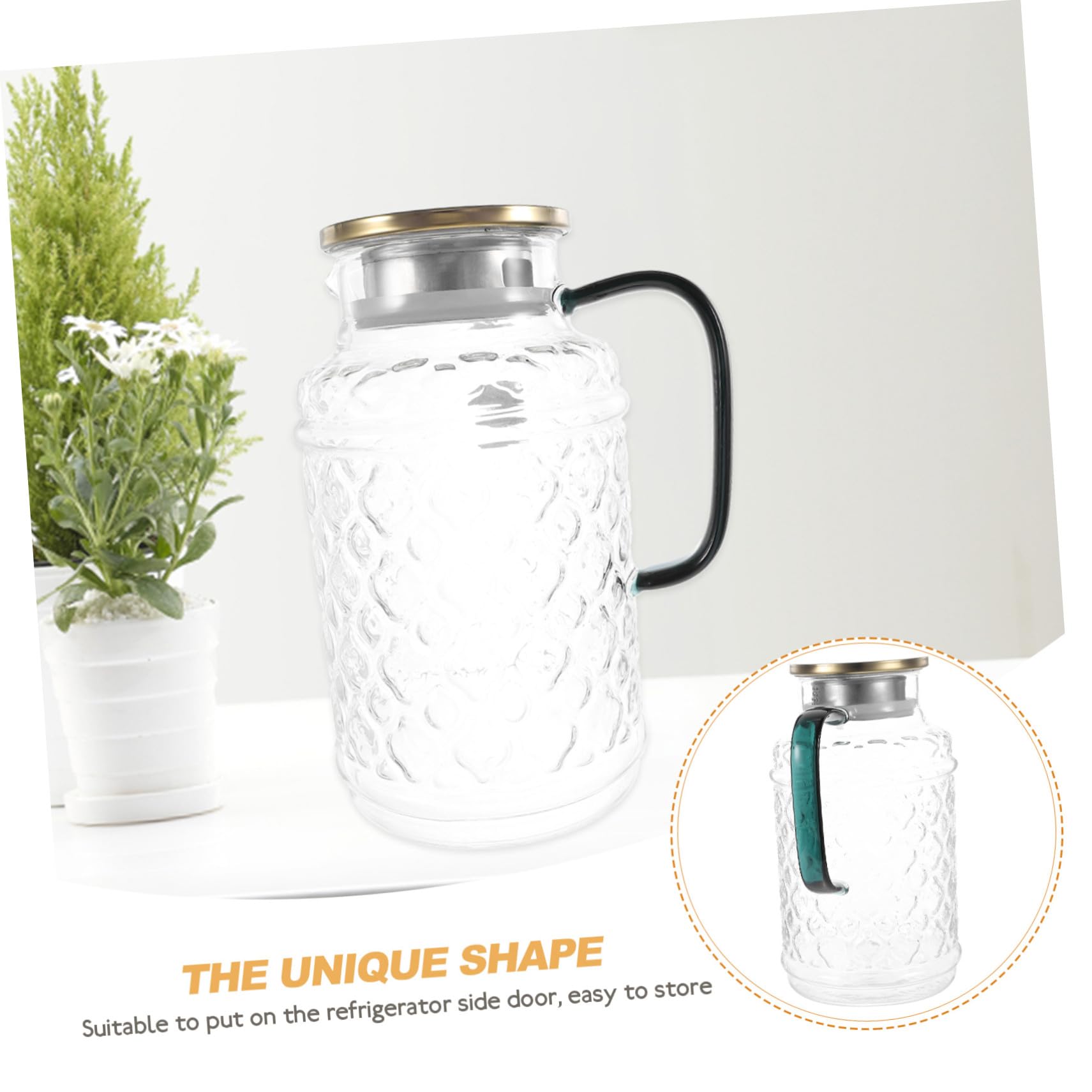 STOBAZA Jarra de Vidrio con Tapa para Nevera de 1.7l, Práctica y Fácil de Almacenar, Adecuado para Preparar Té y Bebidas Frías en Casa