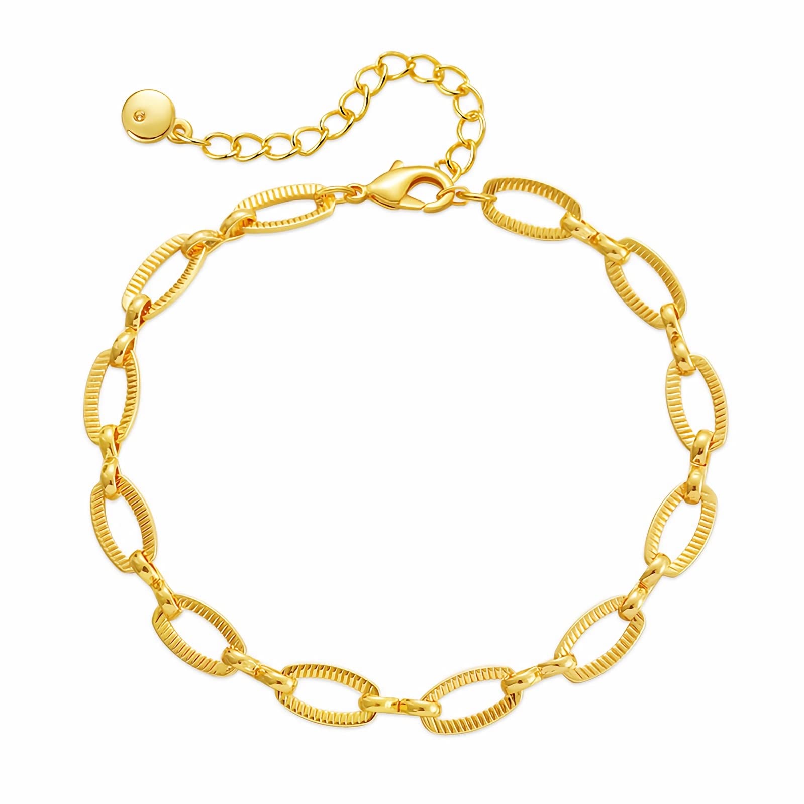 Jewlure 18K Gold Plated Bracelet, Adjustable Simple Long O Chain Slim Fashion Bracelet, Suitable For Valentine's Day, Christmas, Birthday Gift For Women