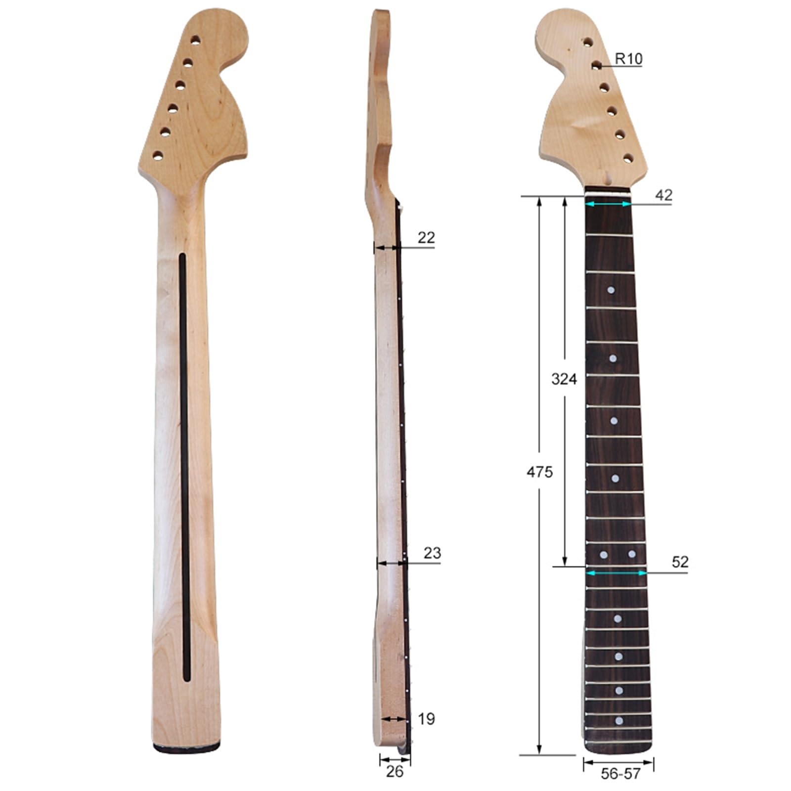 DIY Gryf Gitarowy 22 Progi 6 Strun Leworęczna Szyjka Klon Palisander Podstrunnica Gitara Elektryczna Akcesoria Do Modyfikacji(Rosewood)