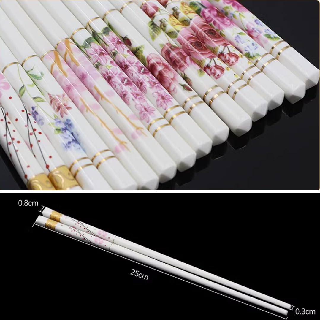 Boissticles en Porcelaine Cadeau De Fleurs avec Boîte-Cadeau, Baguettes Chinoises en Os De La Chine, Baguettes Premium Réutilisables, Lave-Vaisselle À Haute W