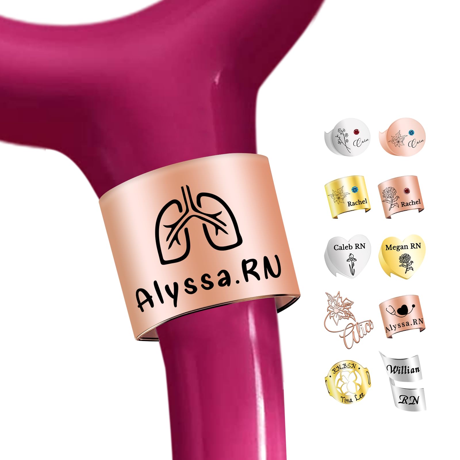 Stethoscope Name Tag Personalized Custom Stethoscope Charms with ID Tag Accessories Engraved Name Birthflower Gift for Nurse Doctor Medical Assistant