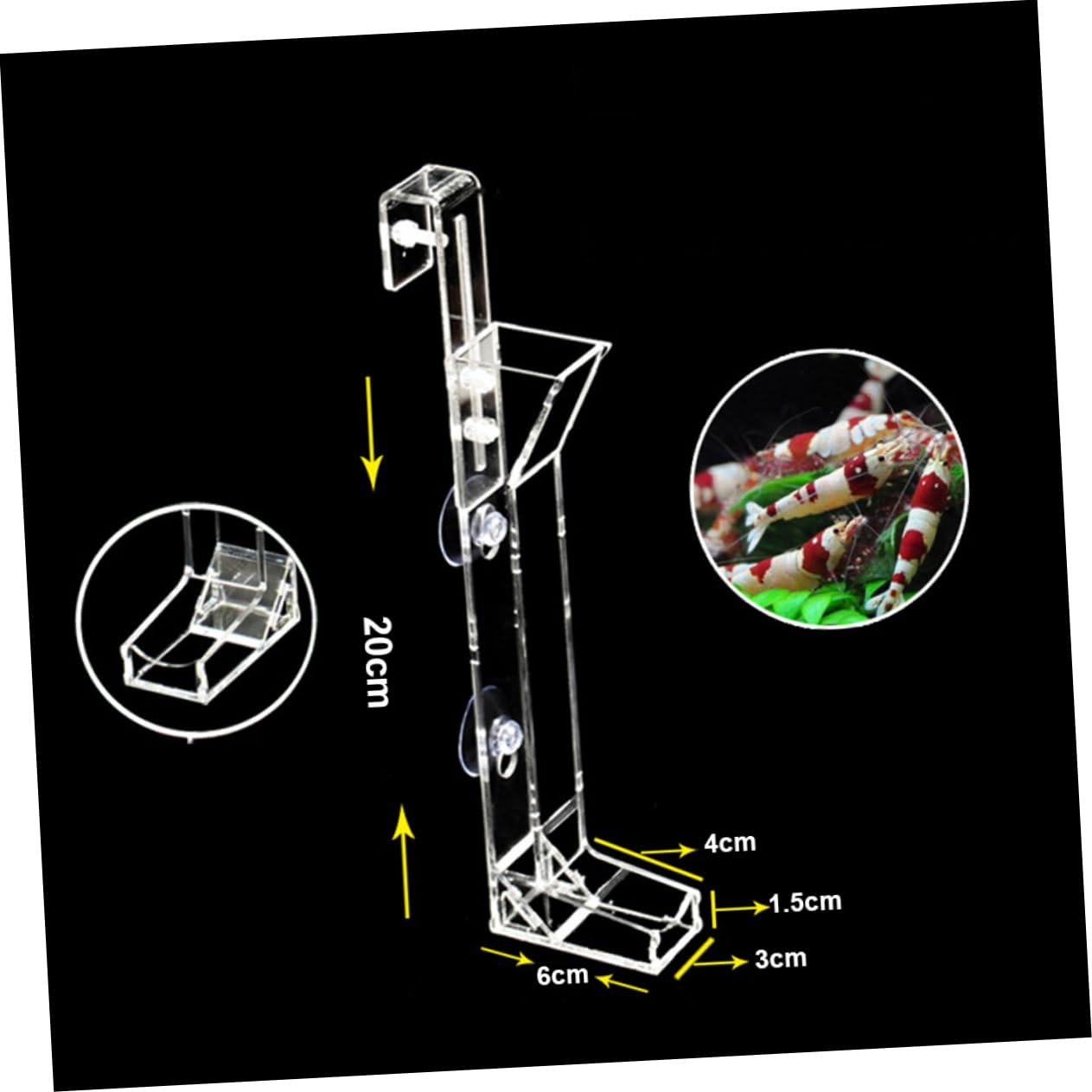 minkissy 3 Pièces Laisse Et Harnais De Tortue La Nourriture pour Poissons Tube d'alimentation en Acrylique pour Crevettes Chargeur De Crevettes d'alimentation Blanche Cristal
