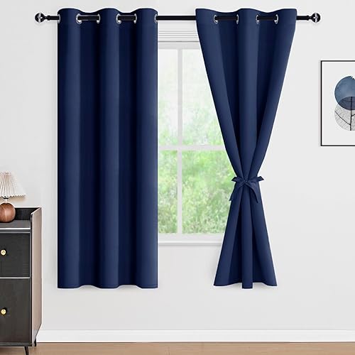 Miniatura 91 de DWCN Cortinas opacas 100% grises de 84 pulgadas de largo para dormitorio con forro negro, doble capa con aislamiento térmico, paneles de cortina