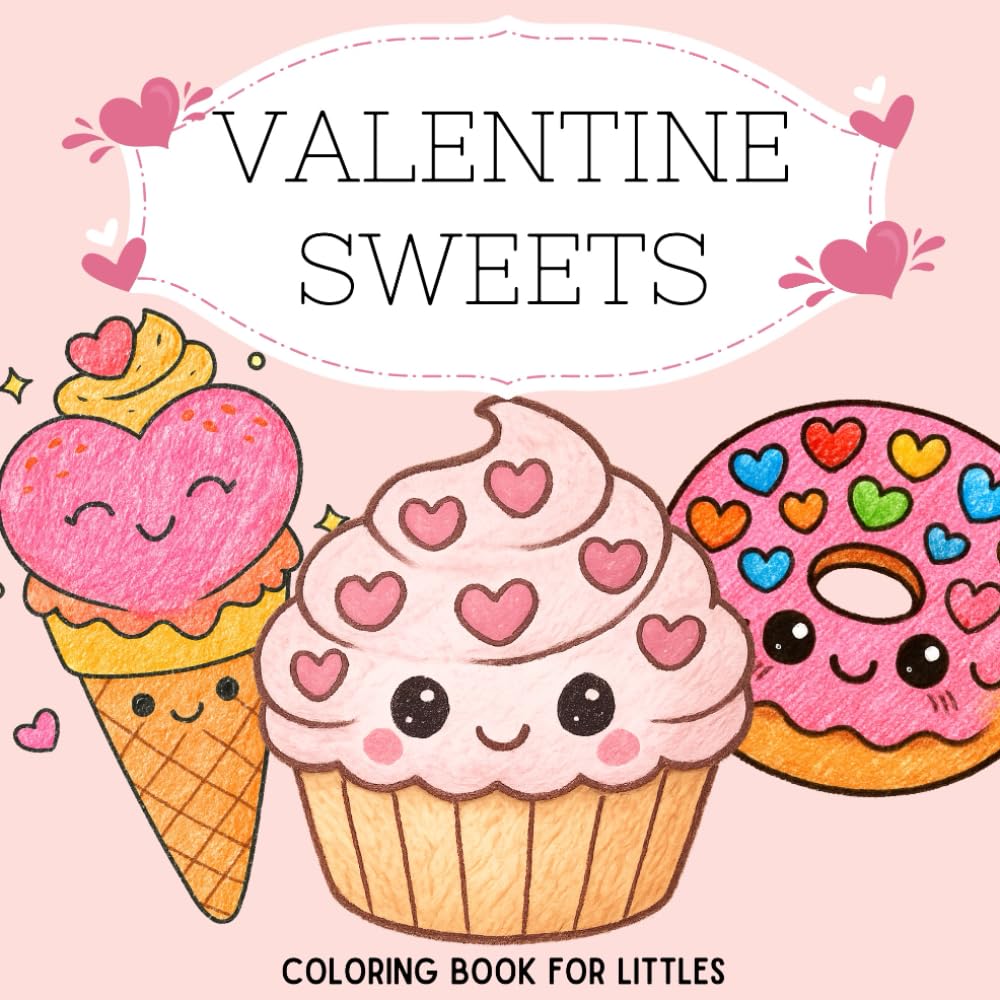 Sweet Valentine Treats Coloring Book: A Cute & Easy Valentine Coloring Book for Toddlers and Kids Ages 2–6