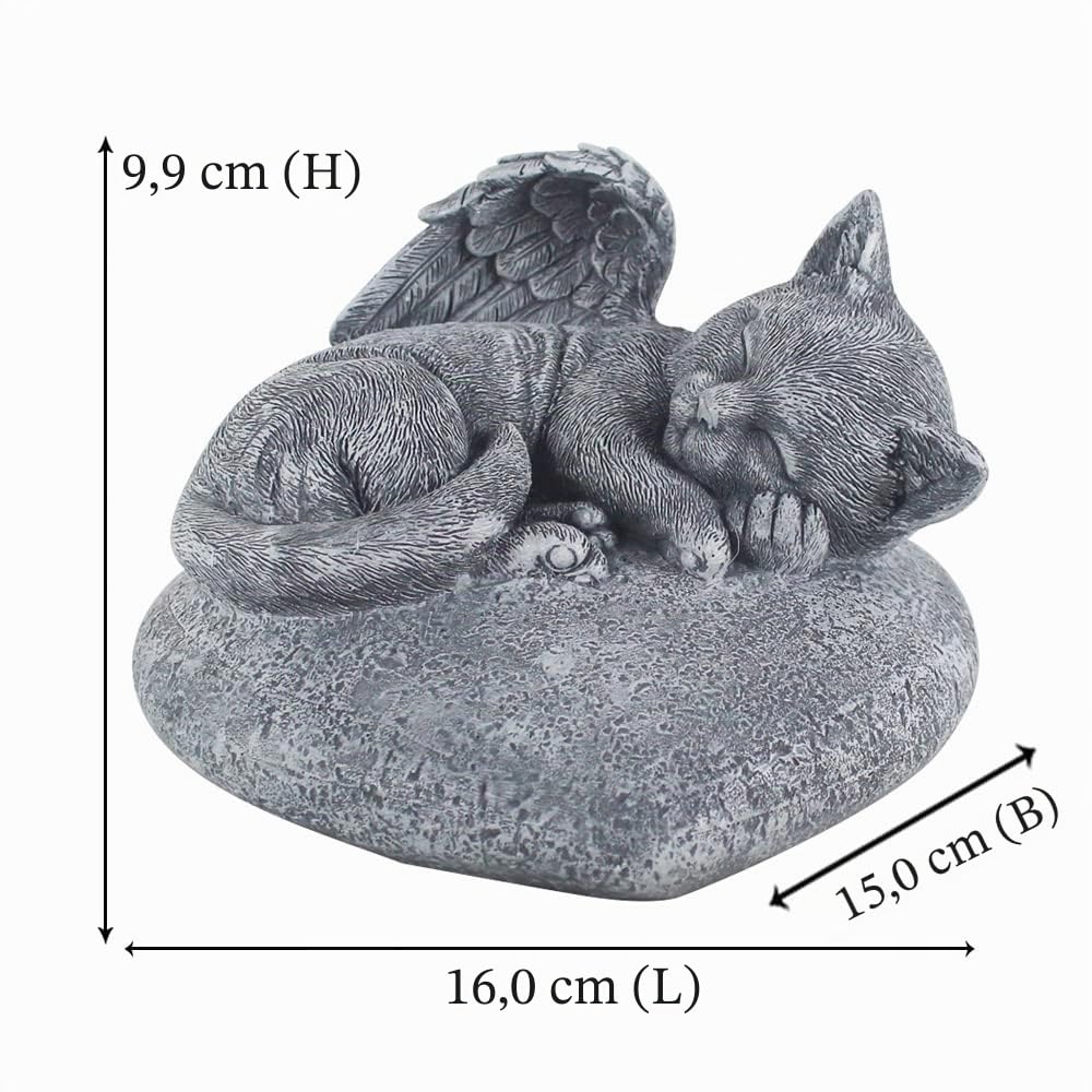 Personalisierte Engelskatzen-Gedenkstatue – Schlafendes Kätzchen, Engelsstatue für Garten – Geschenk für Katze