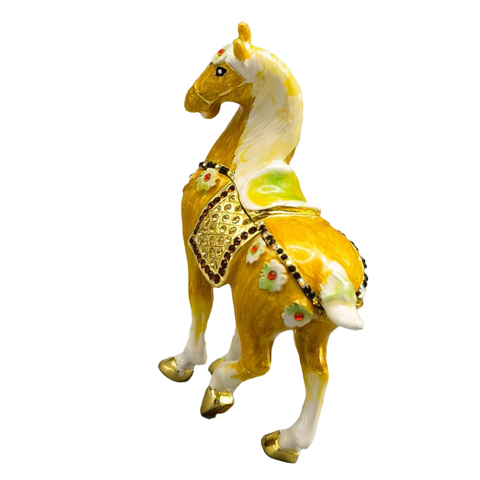 Kaeltsyn Horse Trinket Box Glossy Painted Zinc Alloy Jewelry Case, Compact Dresser Decor and Decorative Souvenir Storage Box Compact Decorative Storage