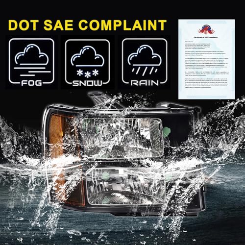 Image of GRAND ORANGE Headlights Assembly Compatible with 2007-2013 GMC Sierra 1500 /Fit for 07-14 GMC Sierra 2500HD 3500HD Headlamps Clear lens Black Housing Amber Reflector