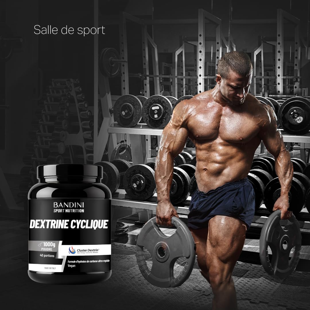 Bandini® Cyclic Dextrin Powder (Dextrin® Cluster) 1000g - Dextrine Cyclique | Hydrates de carbone de première qualité à forte ramification - Energie accrue grâce à une formule brevetée - Végétalien