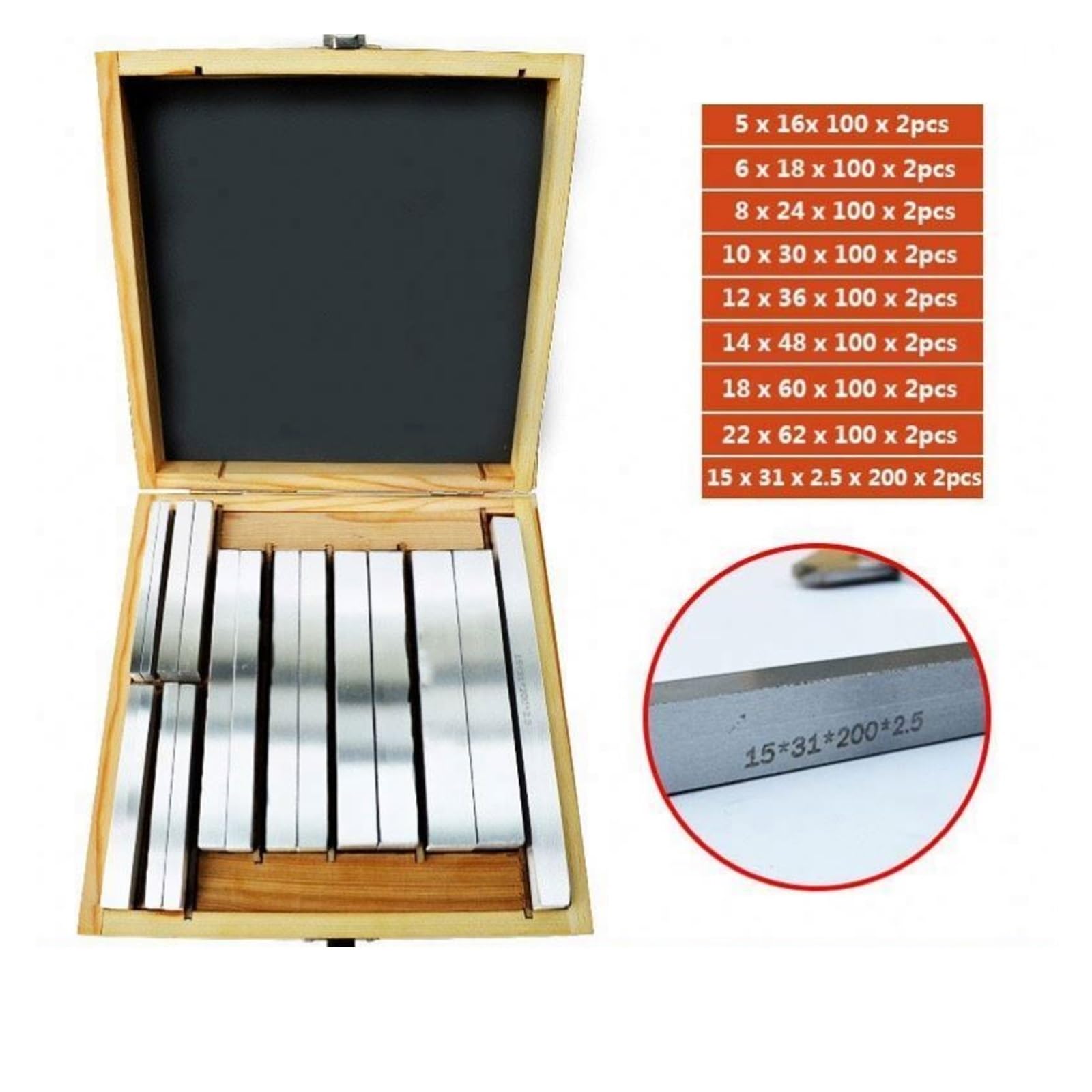 Płytka wzorcowa, Zestaw płytek wzorcowych do frezowania z płytkami równoległymi, 14 par, 150 x 10 mm, 28 szt. Zestaw precyzyjnych płytek równoległych, zestaw cienkich prętów równoległych 0,005 mm