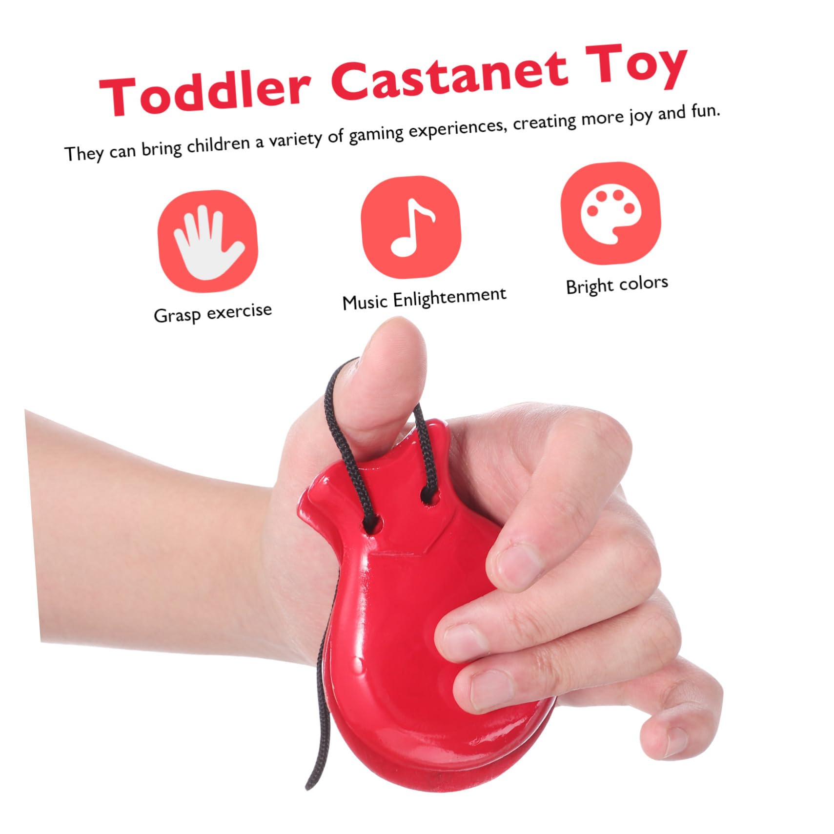 SUPVOX Strumenti Musicali per Bambini Nacchere in Legno 2 Paia Superficie Liscia per Festa Scuola Decor e Giochi Montessori Educativi