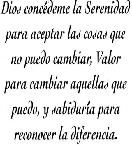Calcomanías - Dios Concedeme La Serenidad para. - Citas españolas - Color Como se ve - Tamaño 20 "X20" -Diseño de imagen de pegatina para despegar