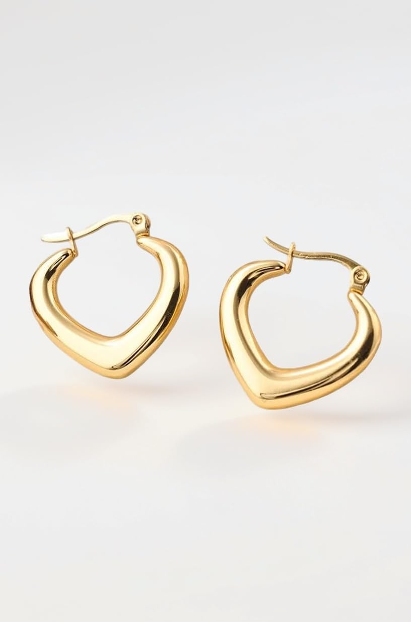 Trendy Gold Plated Geometric Hoop Earrings for Women and Girls