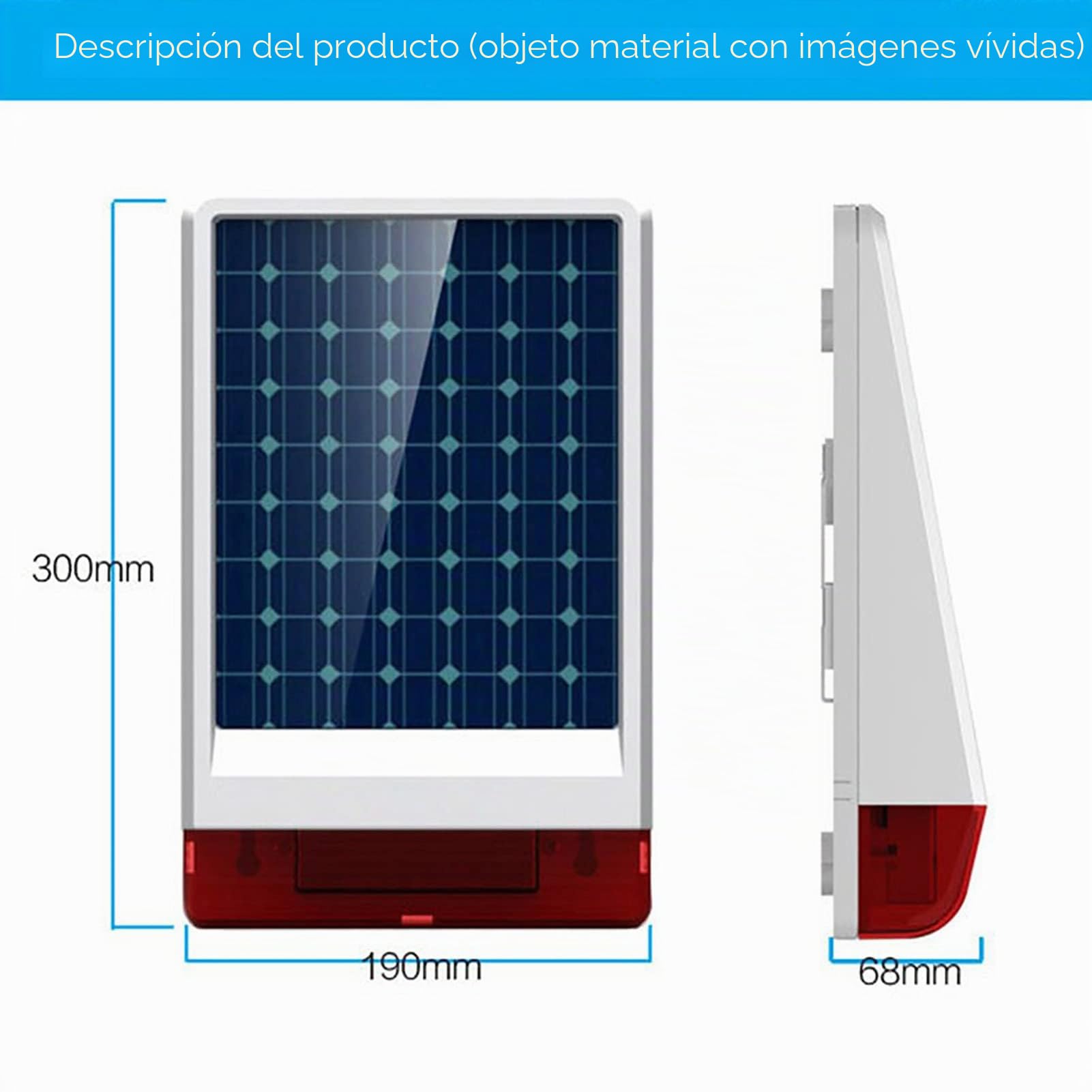 Wolf-Guard LB-W06 Alarma Antirrobo Solar para Exteriores | Sirena de 120dB, Luces Intermitentes