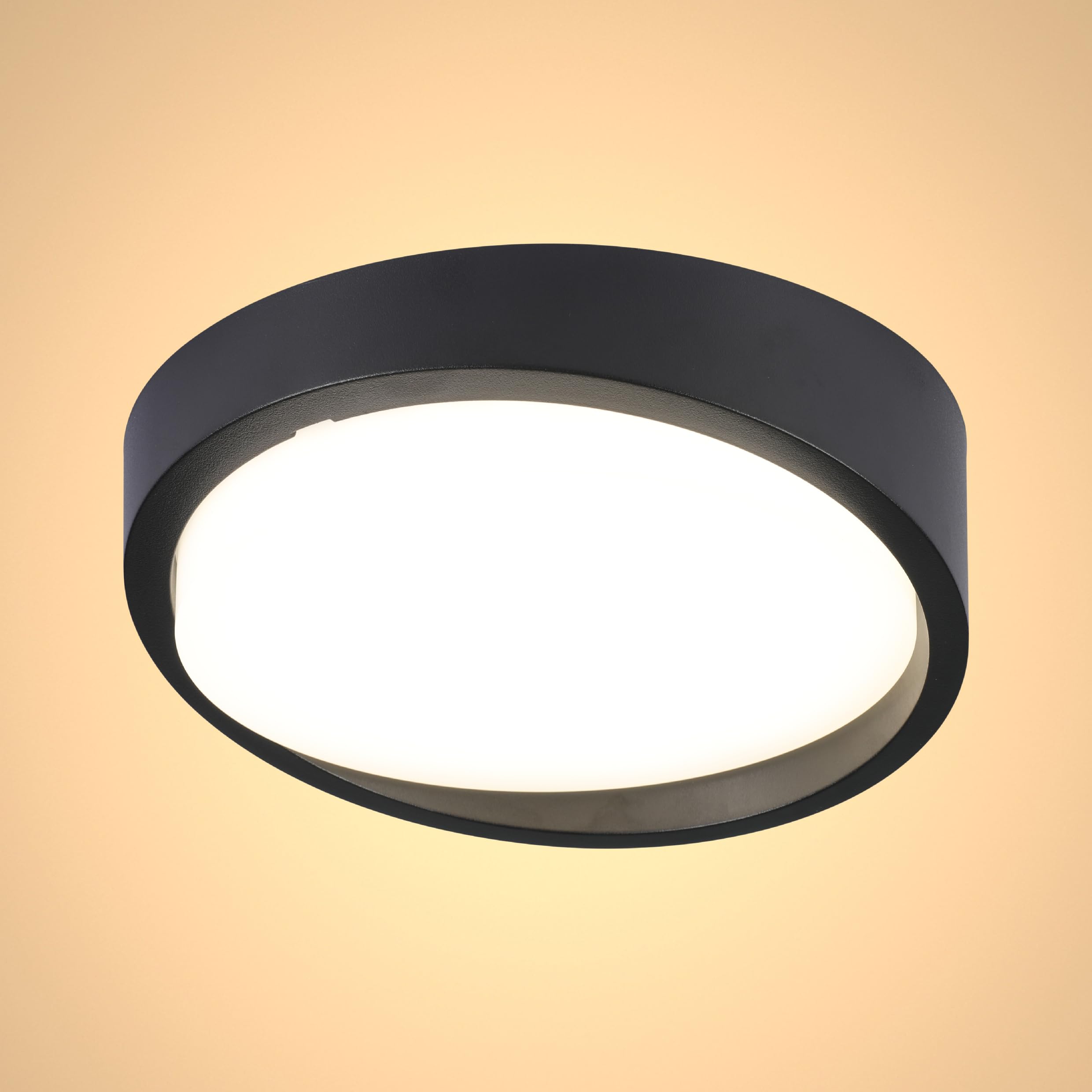 TEKLED Sleek LED Bulkhead Black Ceiling Light | Bathroom IP65 Waterproof 18W 4000K Cool White CCT | Large Interior Exterior Flush Ceiling Light | Adjustable Wall or Ceiling Mounting Fitting