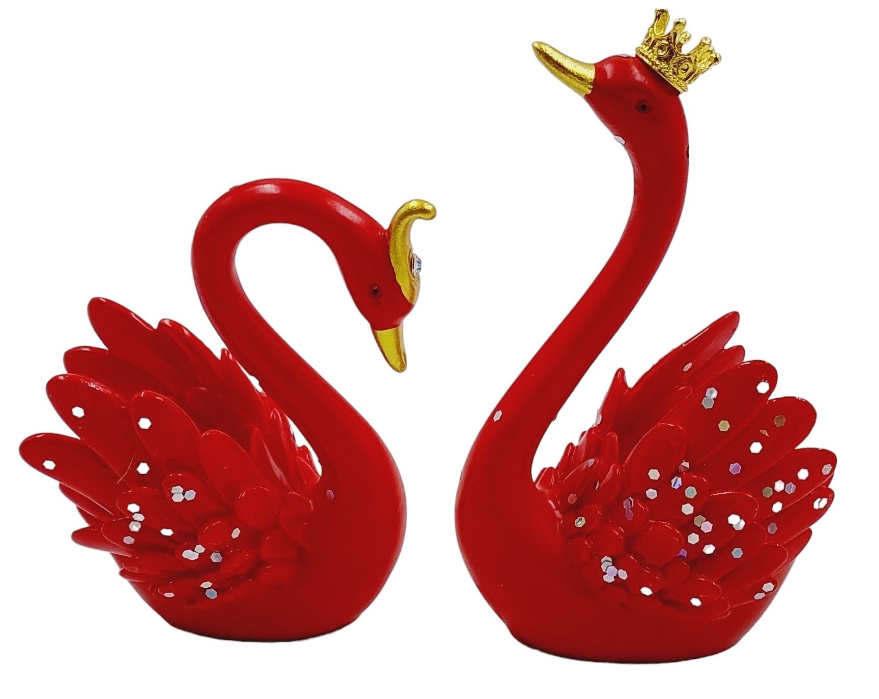 Swan Pair Showpiece Kissing Loving Birds Showpiece for Home Decor, Beautiful Swan Pair for Sidetable Bedroom Decoration, 9 cm