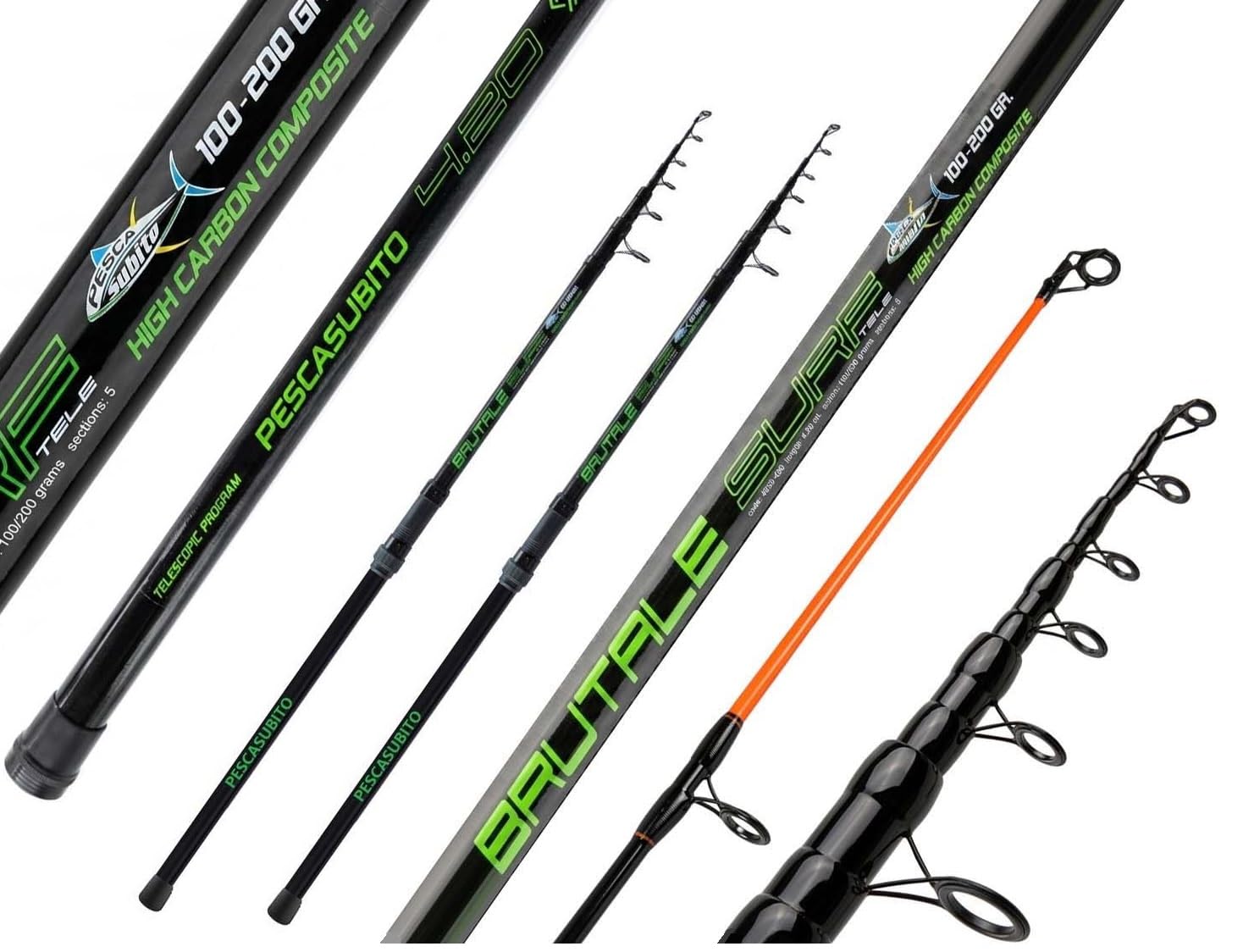 Kit 2 Canne da Surfcasting BRUTALE 4,20m Lancio 100/200g Pesca a Fondo Mare Surf Casting Spiaggia