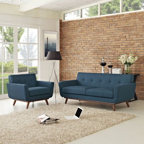 Sillón moderno tapizado tela color Azure