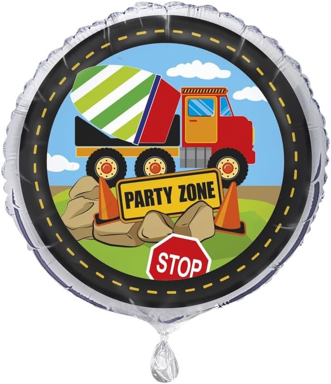 Multicolored Construction Party Round Foil Balloon 18", (1 Count) - Perfect for Kids' Birthdays & Building-Themed Bash image 5