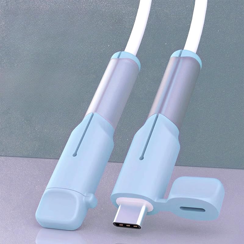 Charger Cable Protector 1 Sets (2Pcs) - Silicone Non-Slip Cord Savers, 3-in-1 Dustproof+Organizer+Protection, USB Wire Protector (Compatible with Dual