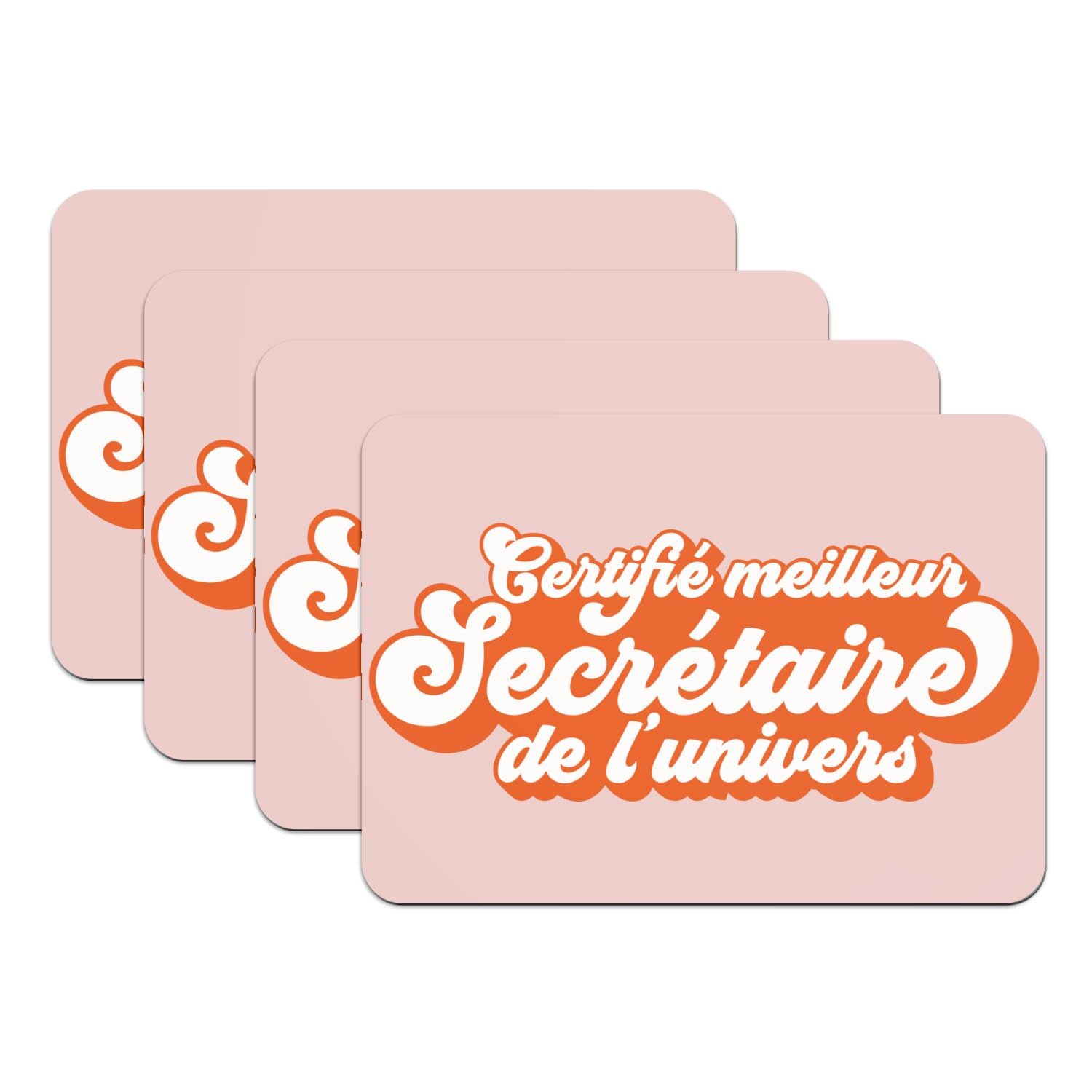 Set de table meilleur secrétaire de l'univers lot de 4 rose cadeau