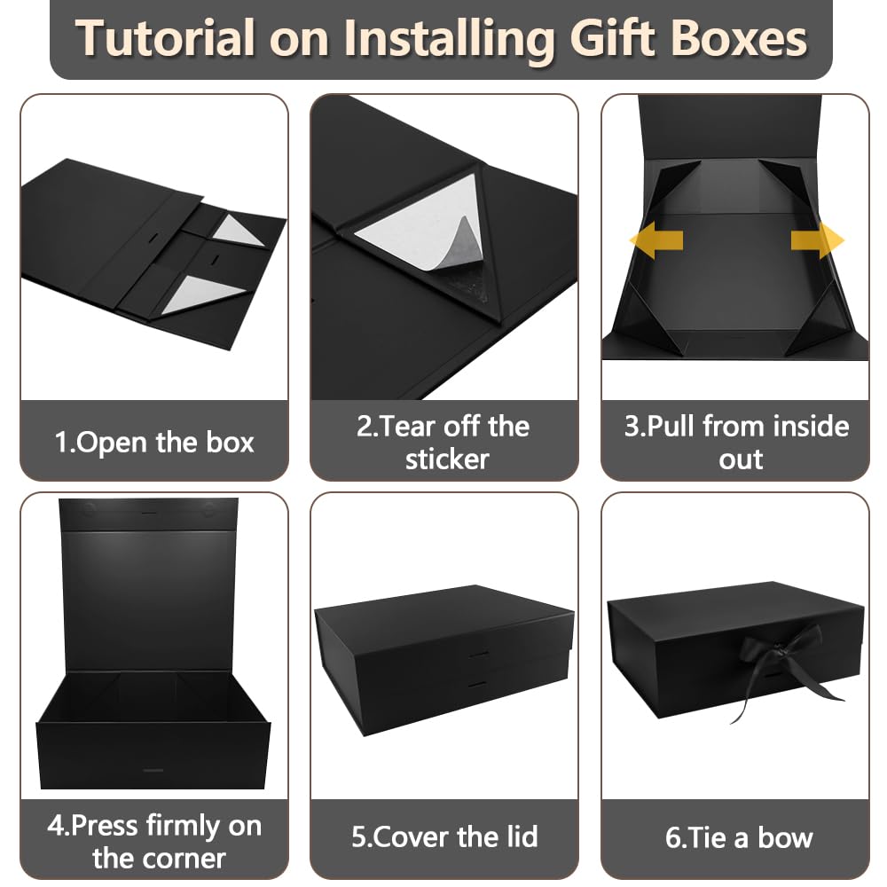 Scatola Regalo Magnetica 30x24x10 Cm Bianca - Pieghevole Con Nastro, Biglietto E Rafia - Foto 9