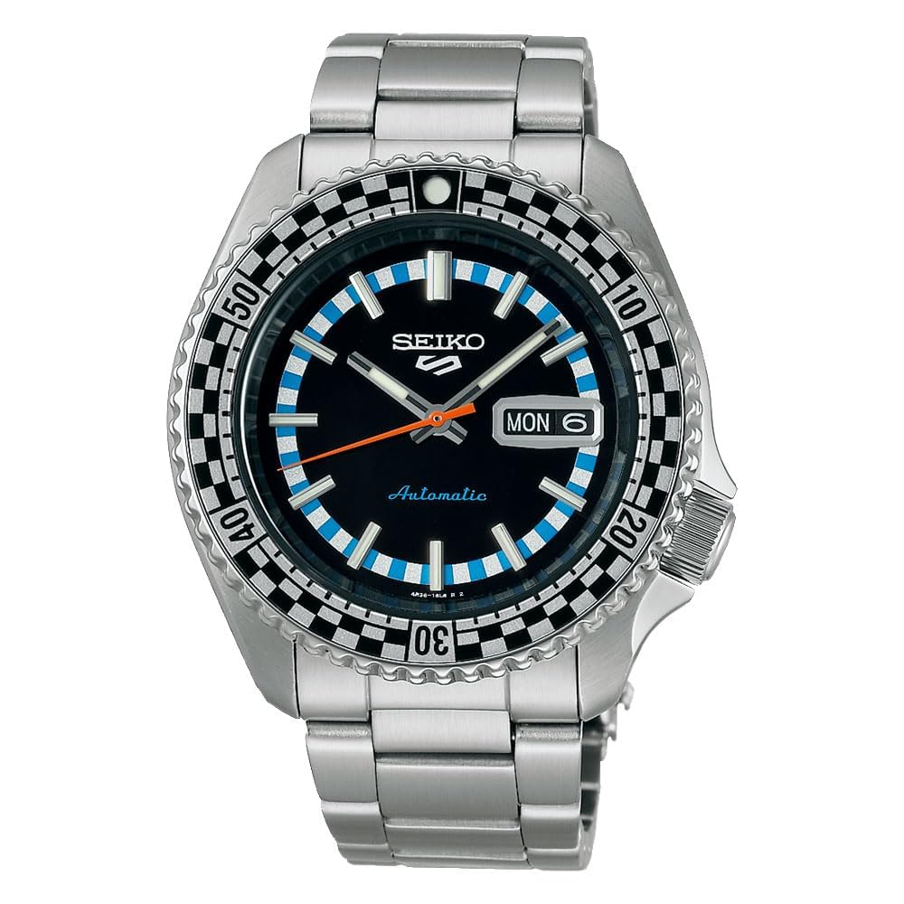 Seiko Stainless Steel Men 5 Sports Analogue Watch 'Checker Flag' Special Edition-Srpk67K1, Multi-Color Dial, Bandcolor-Silver