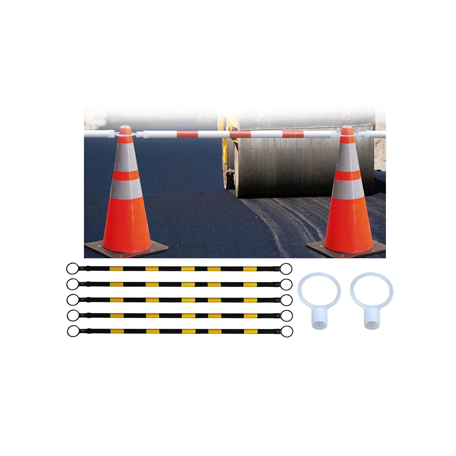 SGKOMN Adjustable Reflective Traffic Cone Barrier Bar - Expandable Safety Barricade for Parking Lots, Lightweight & Portable, Y/25pcs-1.25m-2m(4.1ft-6.56ft)