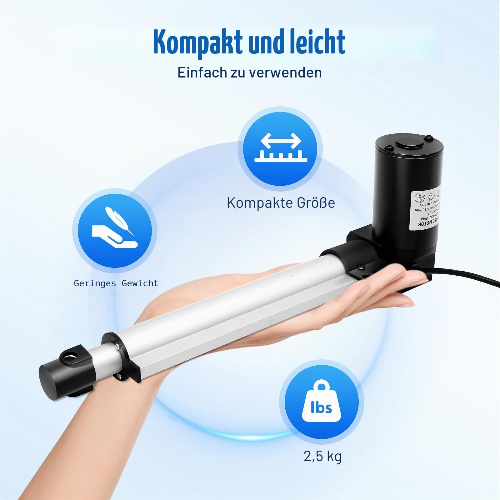 Linearantrieb Druckkraft 6000N, Linearer Aktuator 38-61cm Elektro-Zylinder 12V DC Elektrischer Linearaktuator, Aufzug Hub-Hub für Gerade, Spindelantrieb Hubzylinder Elektrisch Motor Halterung