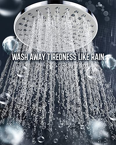 Cabezal de ducha de lluvia 8" y ducha de mano con manguera 60" cromada miniatura 3