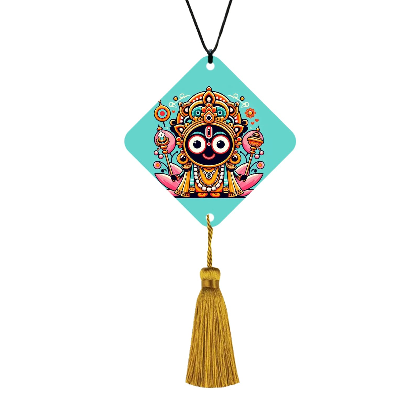 MyTees Engineered MDF Wood Quotes Car Hanging Dream Catcher Accessories Best for Your Car Interior,Rear View Mirror Ornament, Gift- Design-Jagannath Ji-image-37