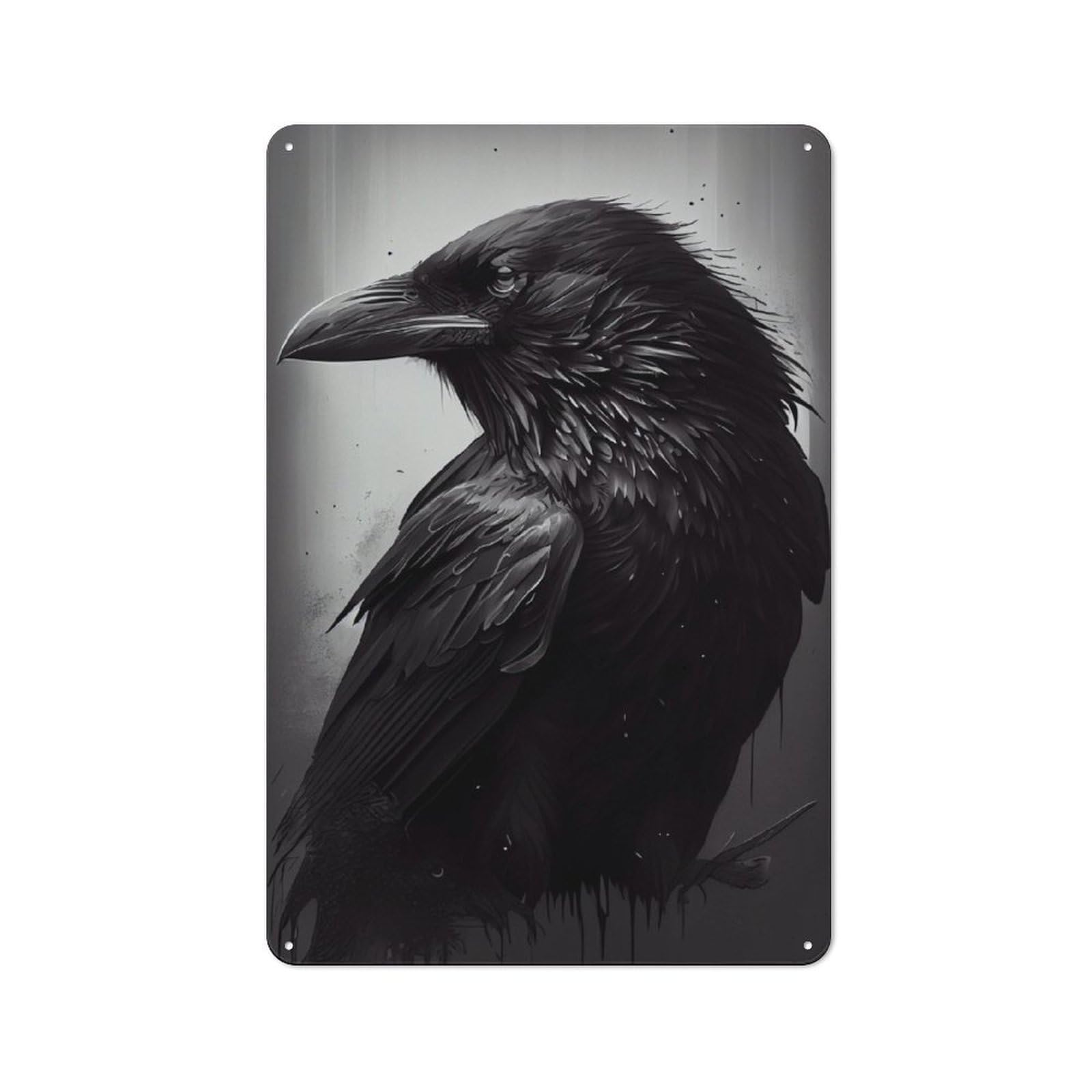 Junmoney Raven Portrait Retro Metal Wall Sign 30X20cm With For Pub Or Café, A Housewarming Gift For Hospitality Wall Decor Collectors