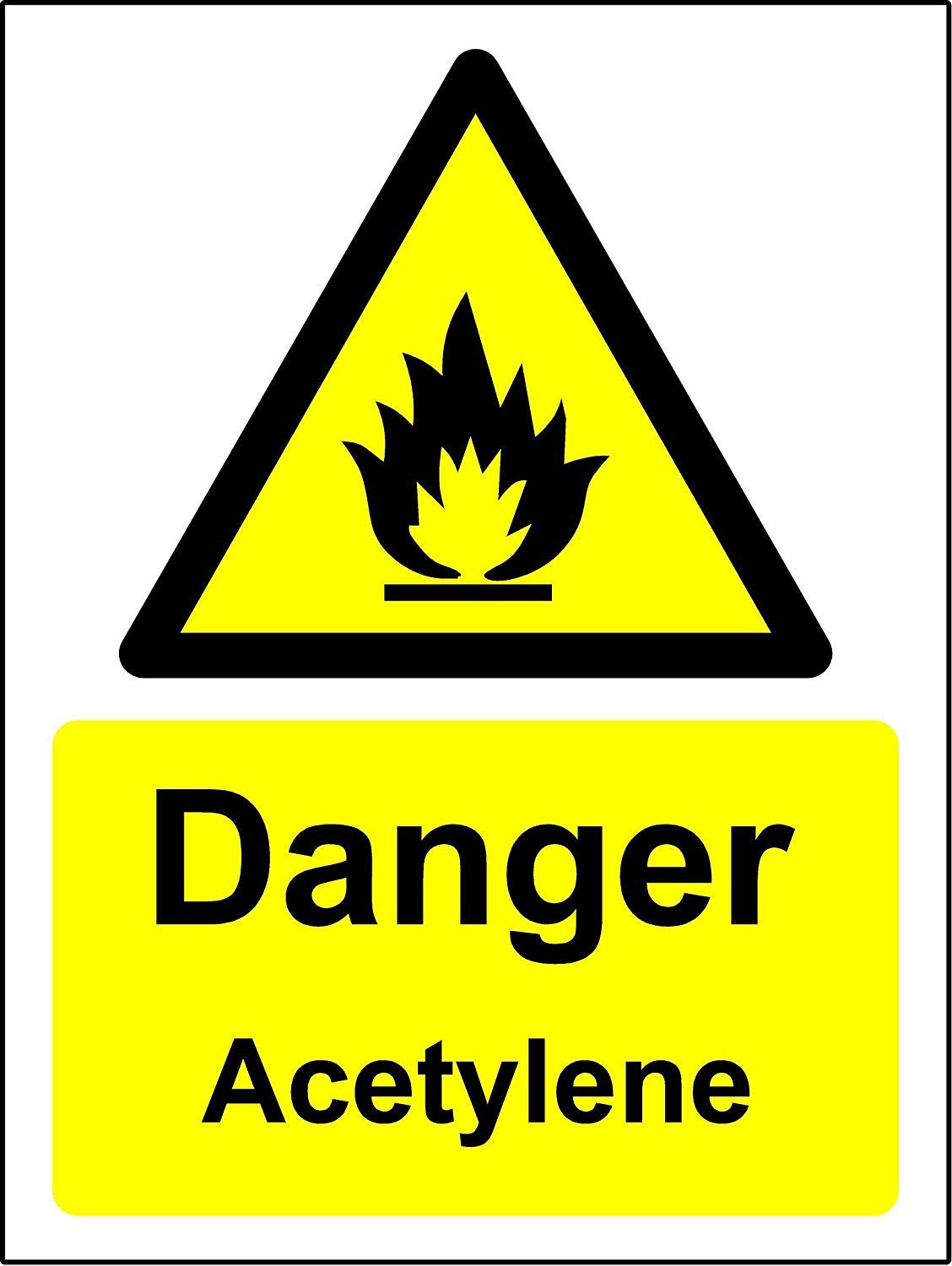 Kpcm Display Ltd Danger Acetylene Safety Sign - 3Mm Aluminium Sign 300Mm X 200Mm