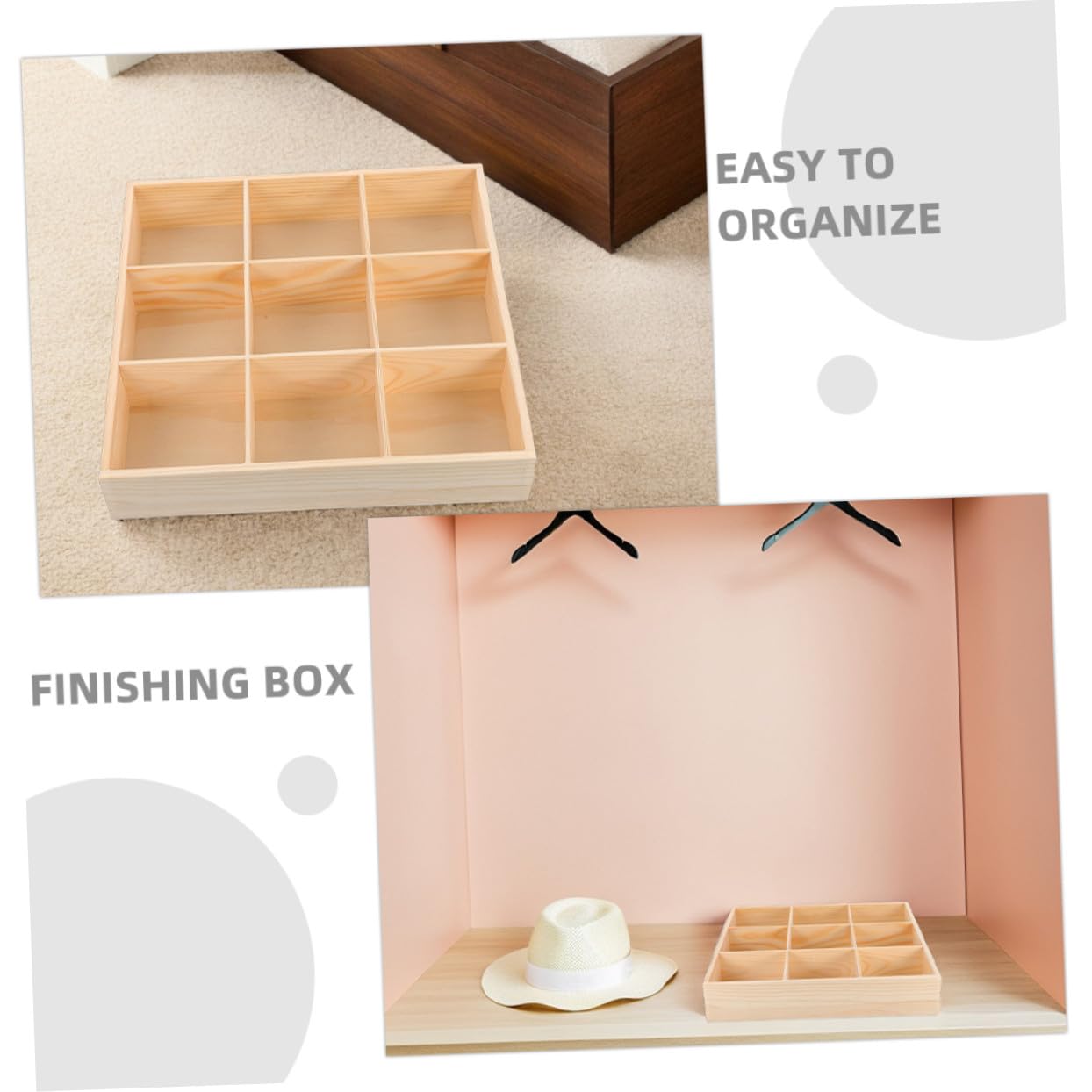 SHINEOFI 2 piezas Organizador Madera para Ropa Interior y Calcetines Caja Multi Compartimentos para Armario y Cómoda para Optimizar Espacio Dormitorios